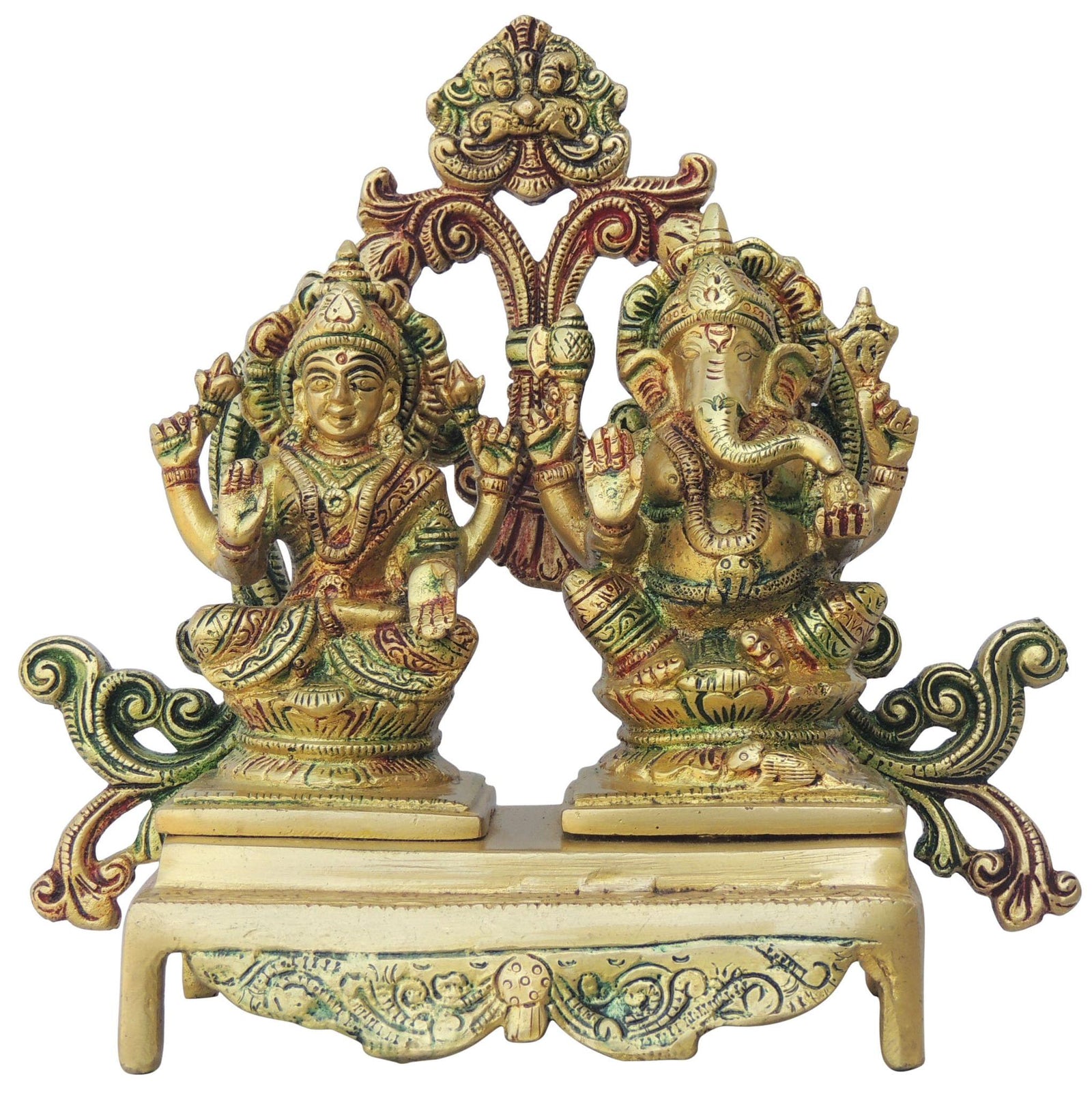 Brass Lakshmi-Ganesh Set — 8"