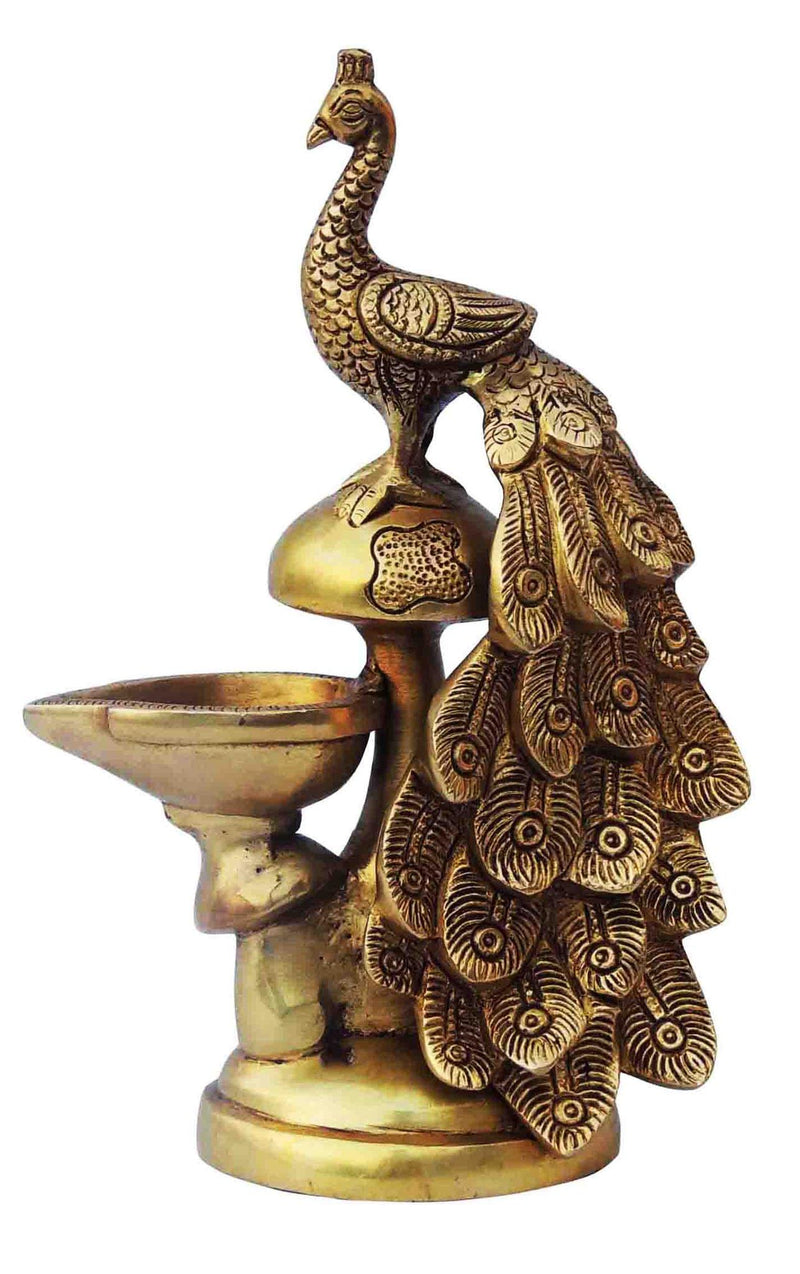 Brass Table Decor Oil Lamp, Deepak — 8.5"