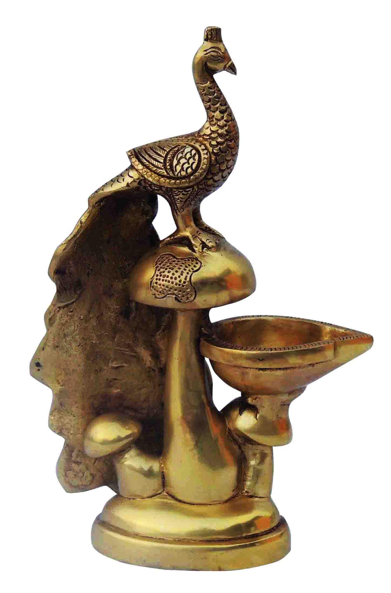 Brass Table Decor Oil Lamp, Deepak — 8.5"