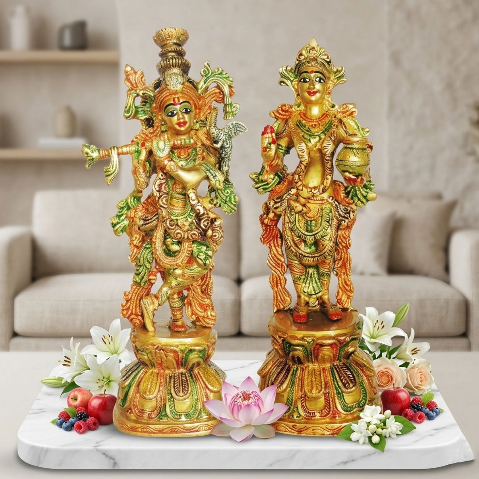 Brass Radha-Krishna