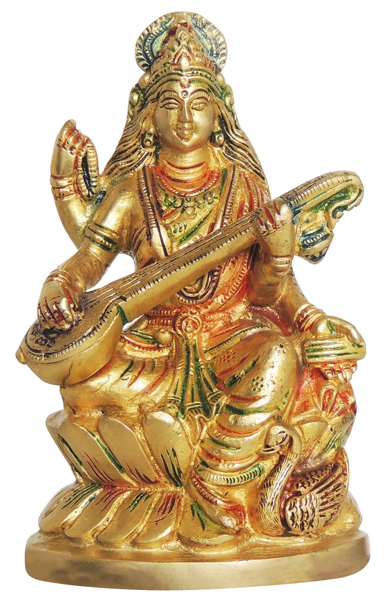 Brass Saraswati — 6"