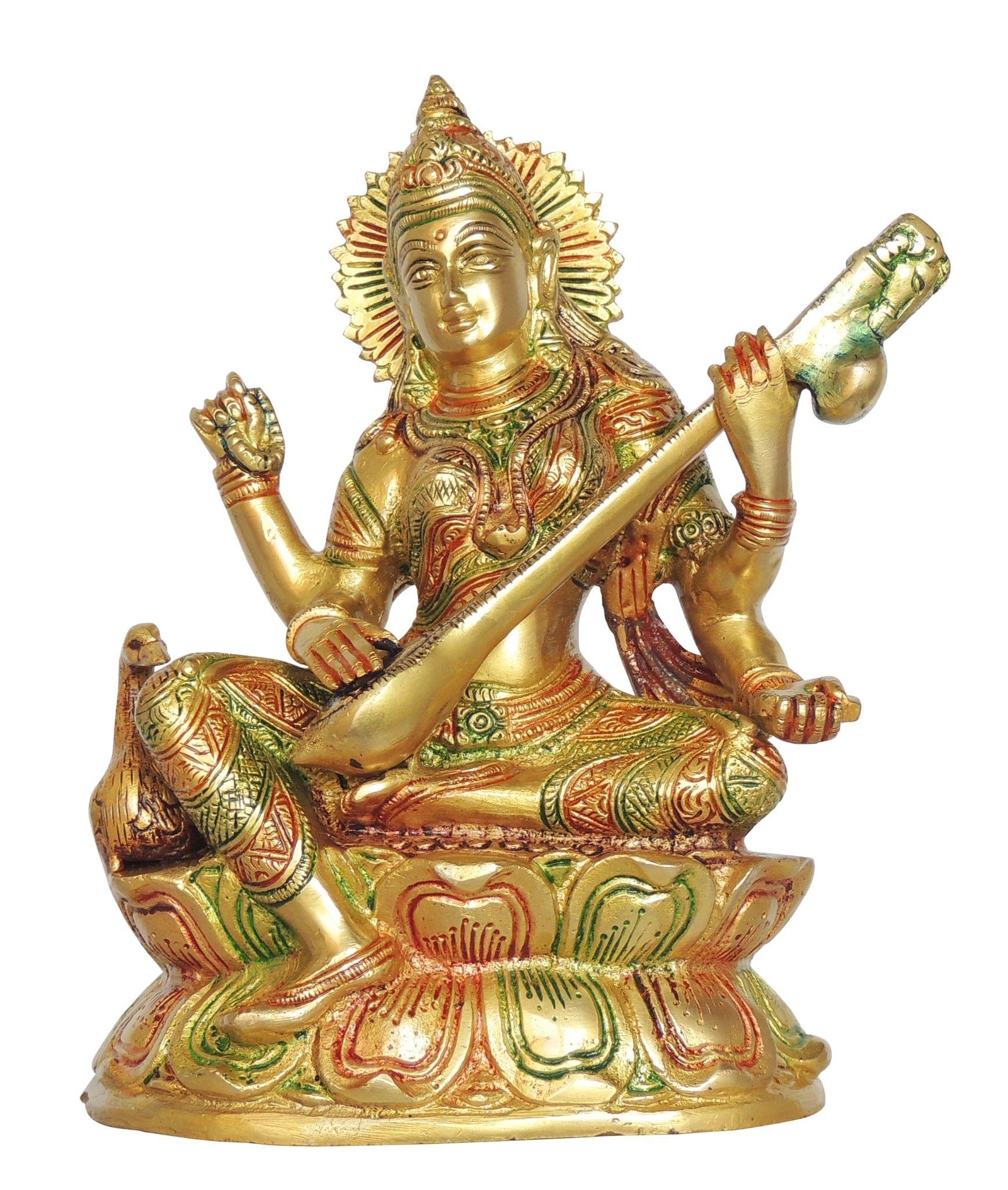 Brass Saraswati — 9"
