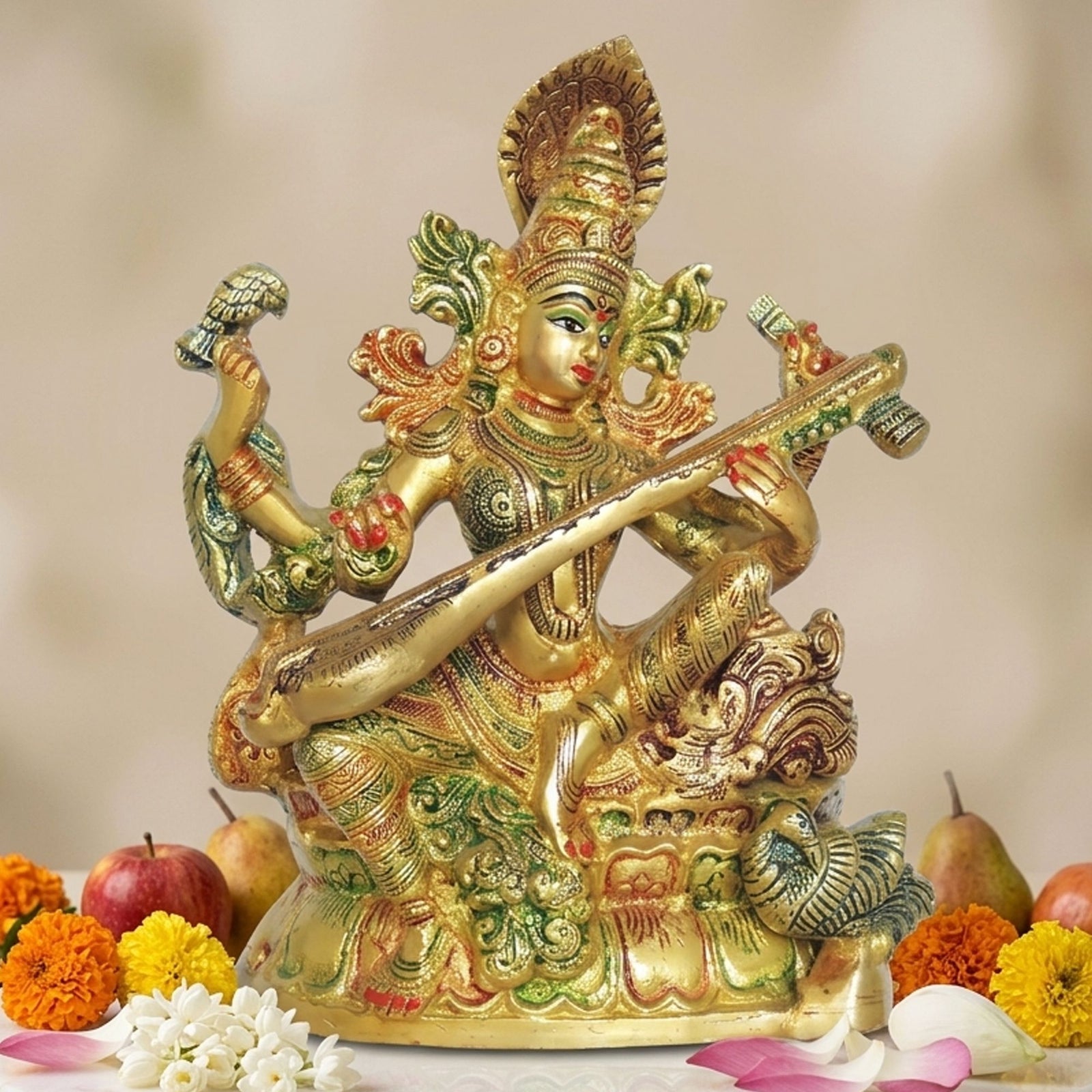Brass Saraswati — 10.5"