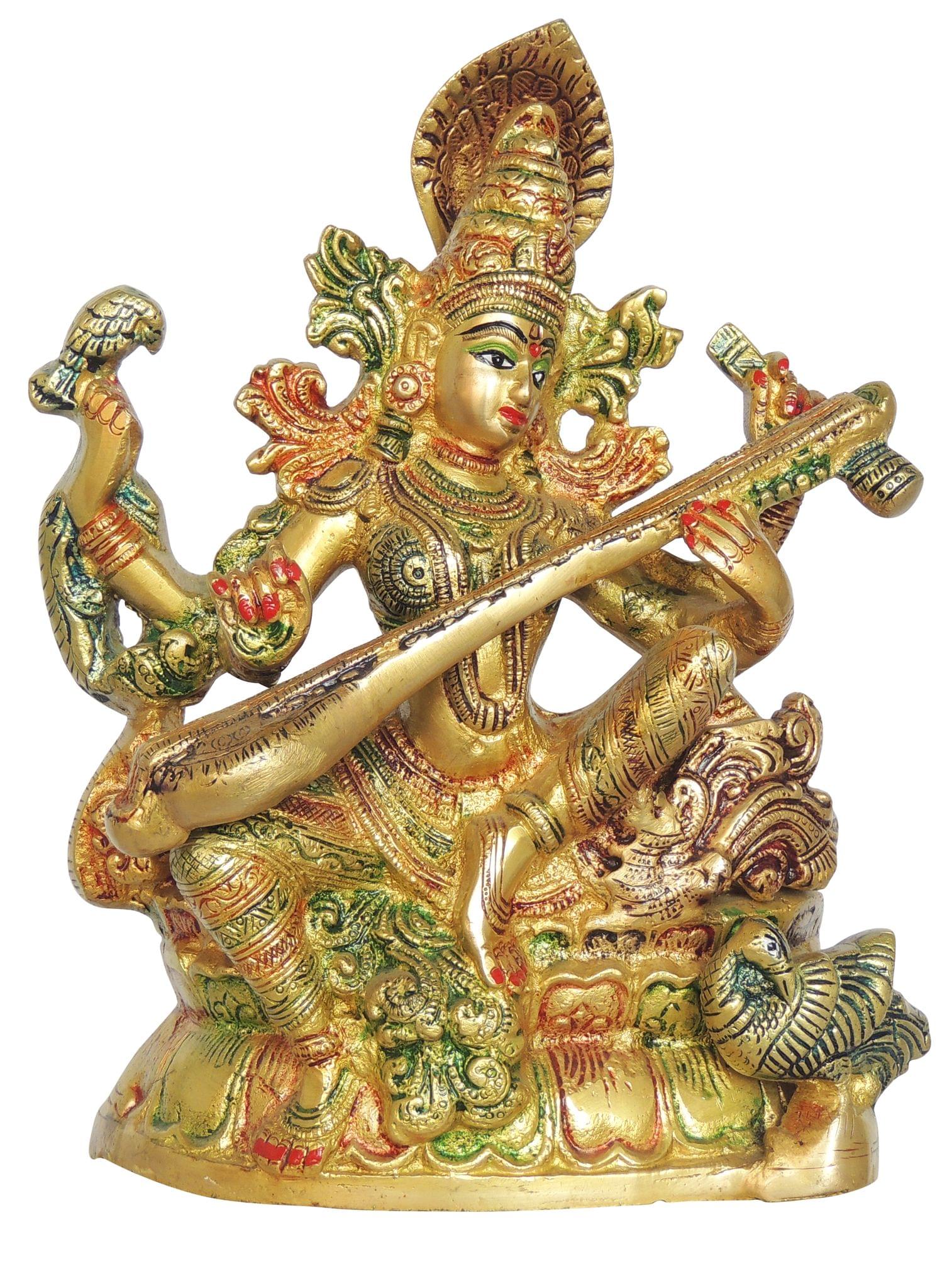 Brass Saraswati — 10.5"