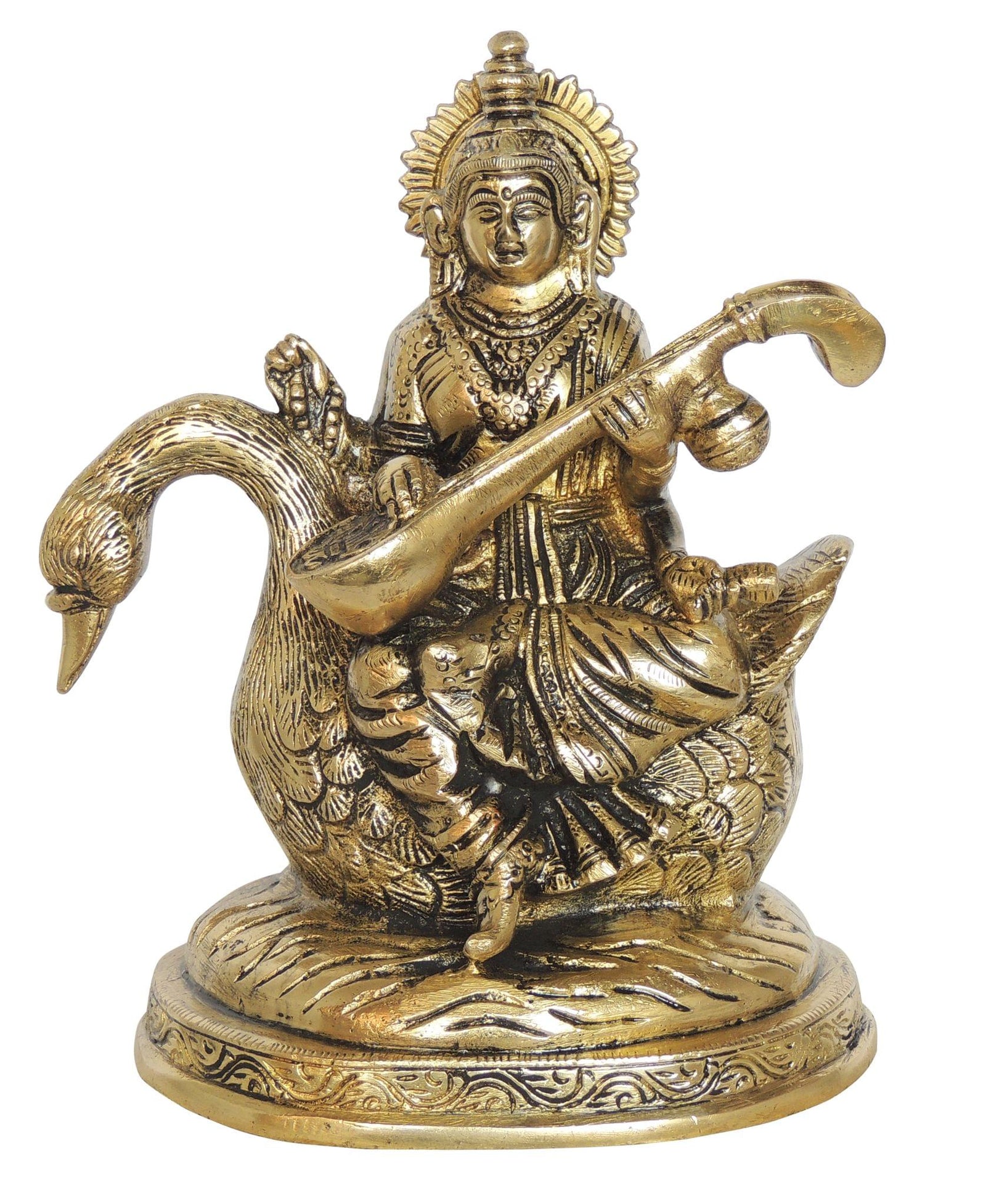 Brass Saraswati — 7"