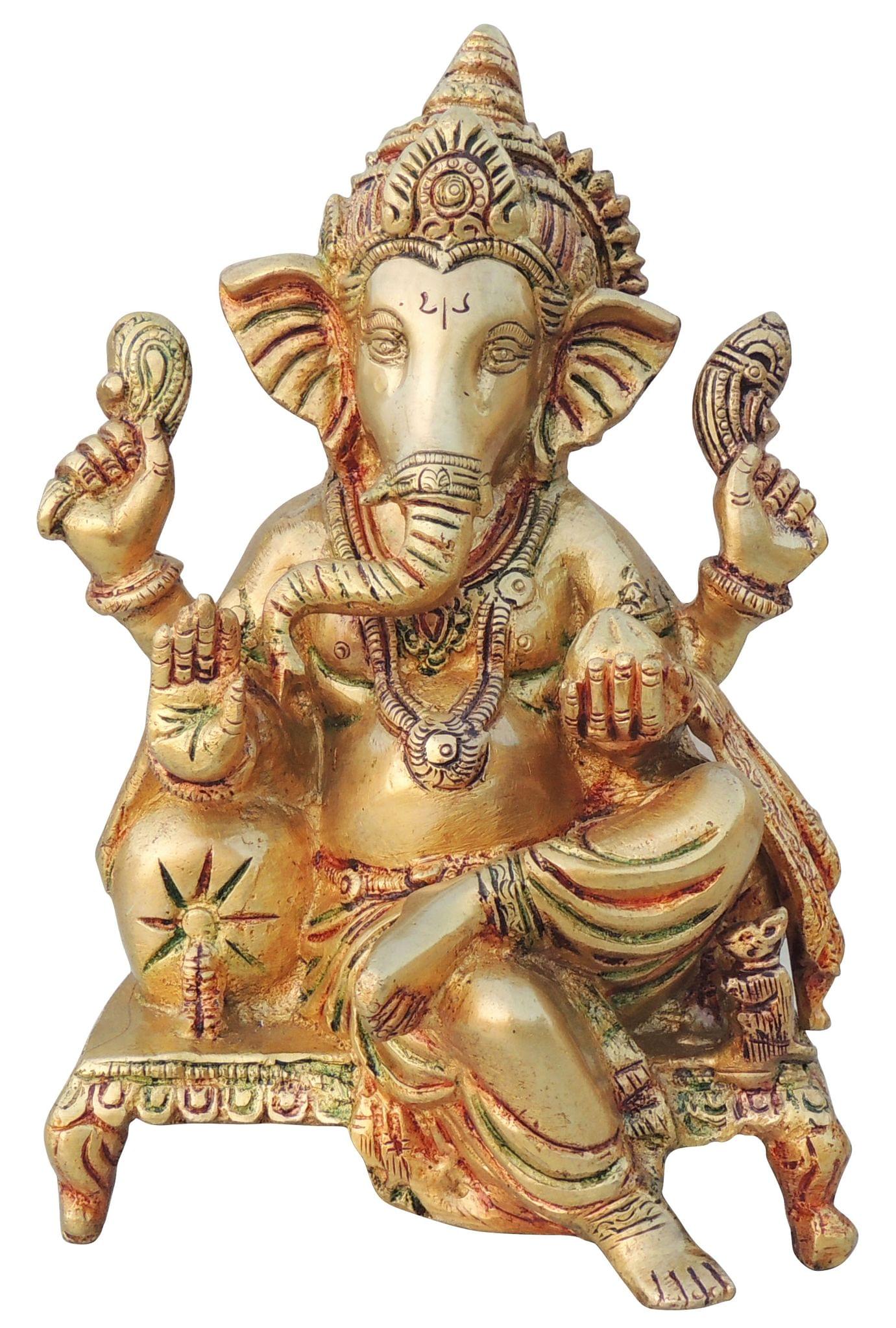 Brass Ganesh — 8.2"