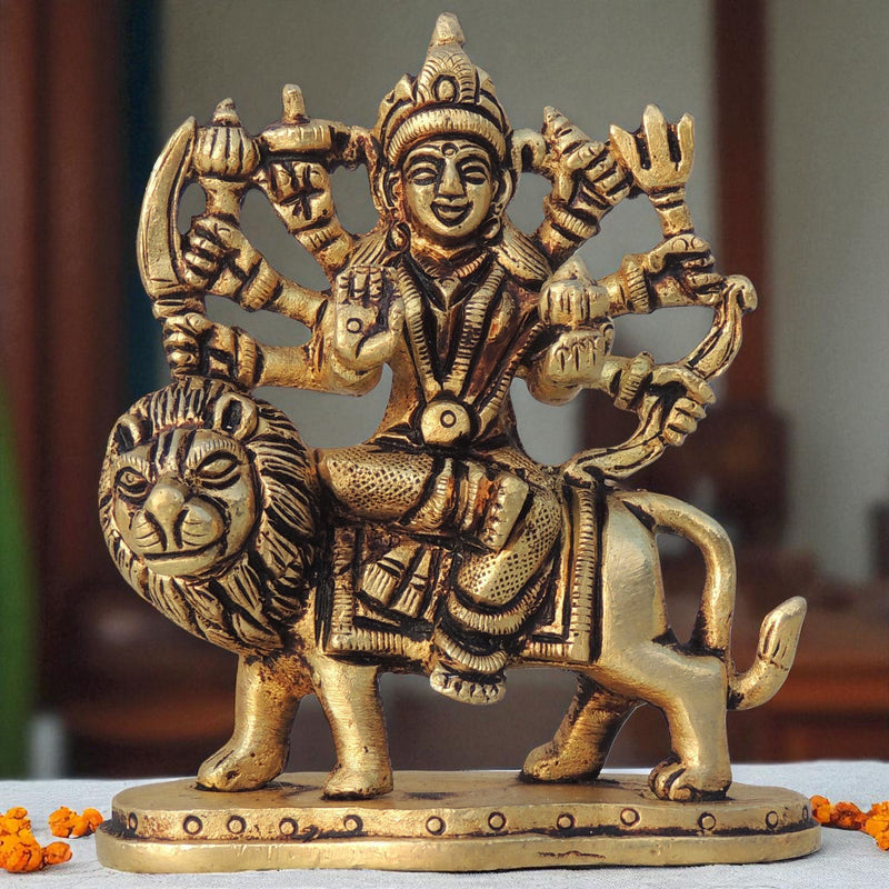 Brass Durga, Sitting — 3.5"