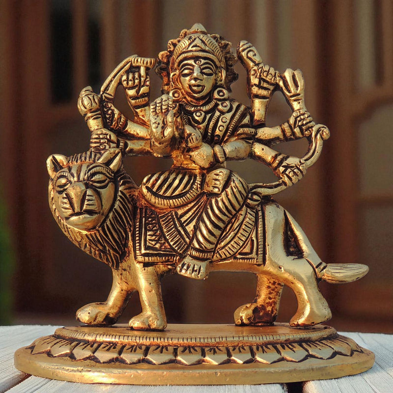 Brass Durga, Sitting — 4"