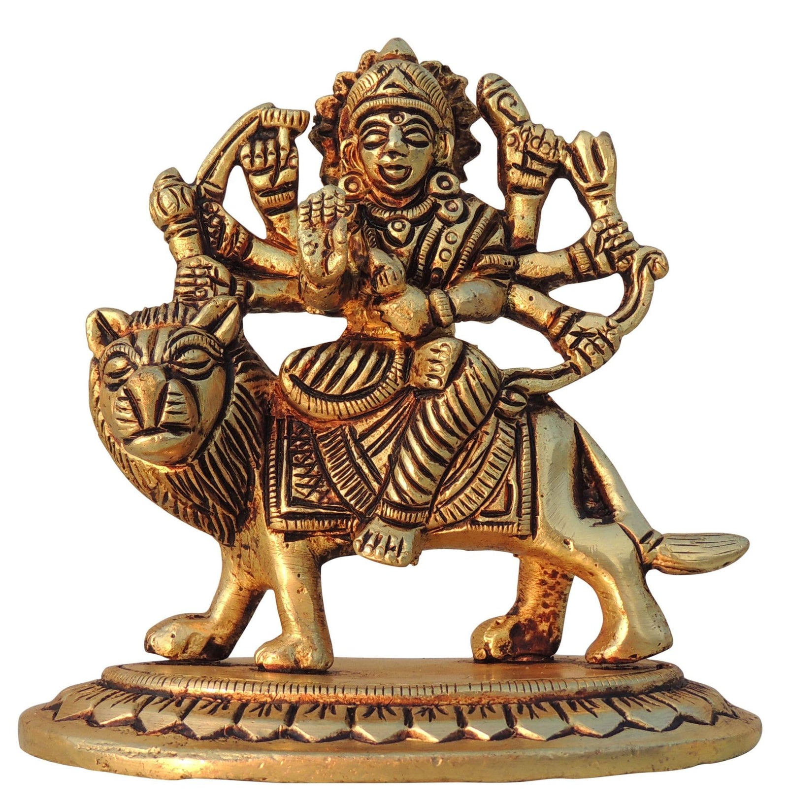 Brass Durga, Sitting — 4"