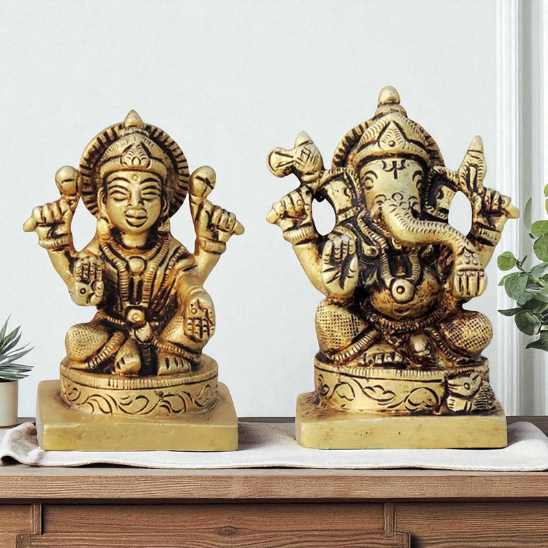 Brass Lakshmi-Ganesh Set — 3"