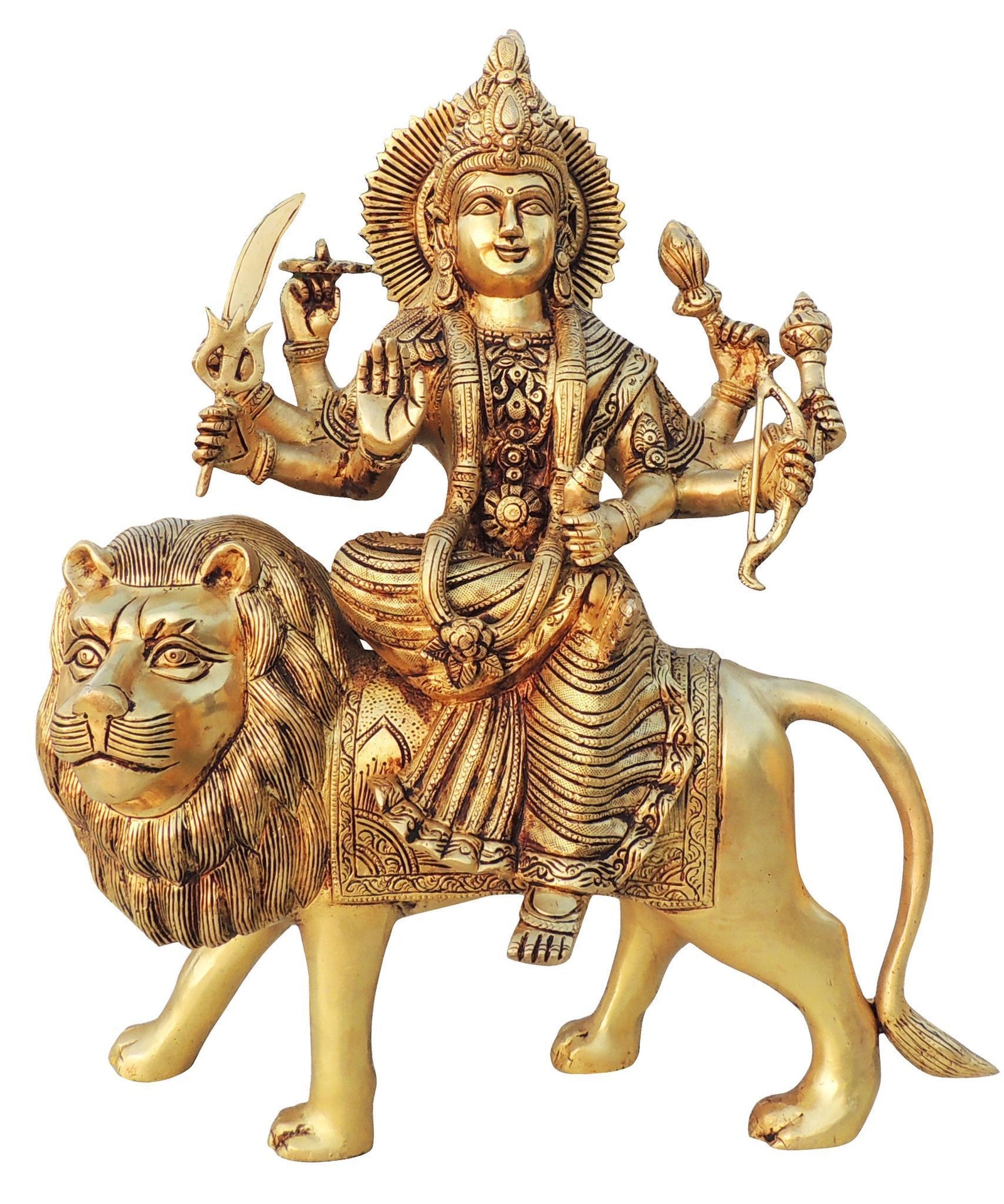 Brass Durga, Sitting — 16"