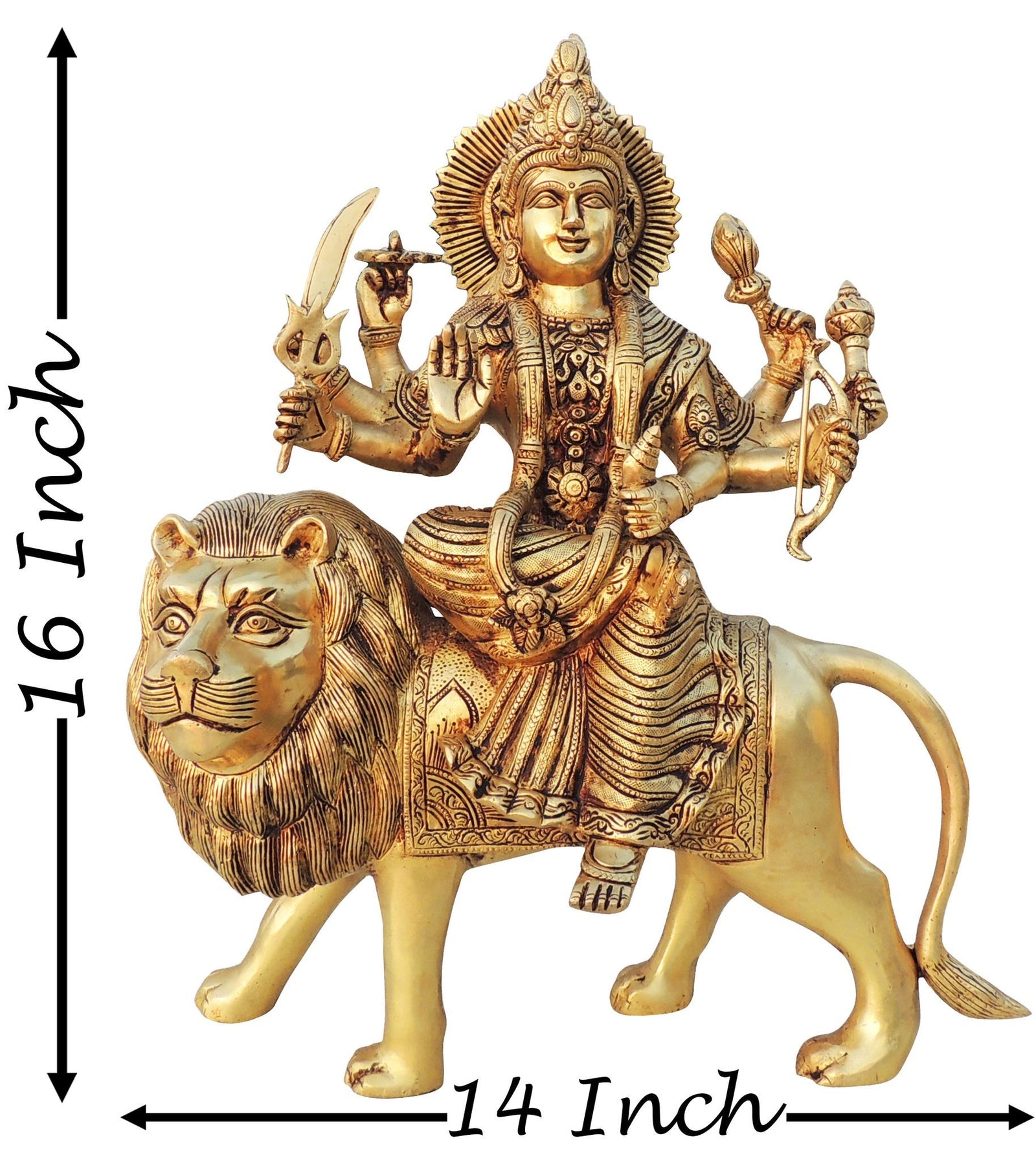 Brass Durga, Sitting — 16"