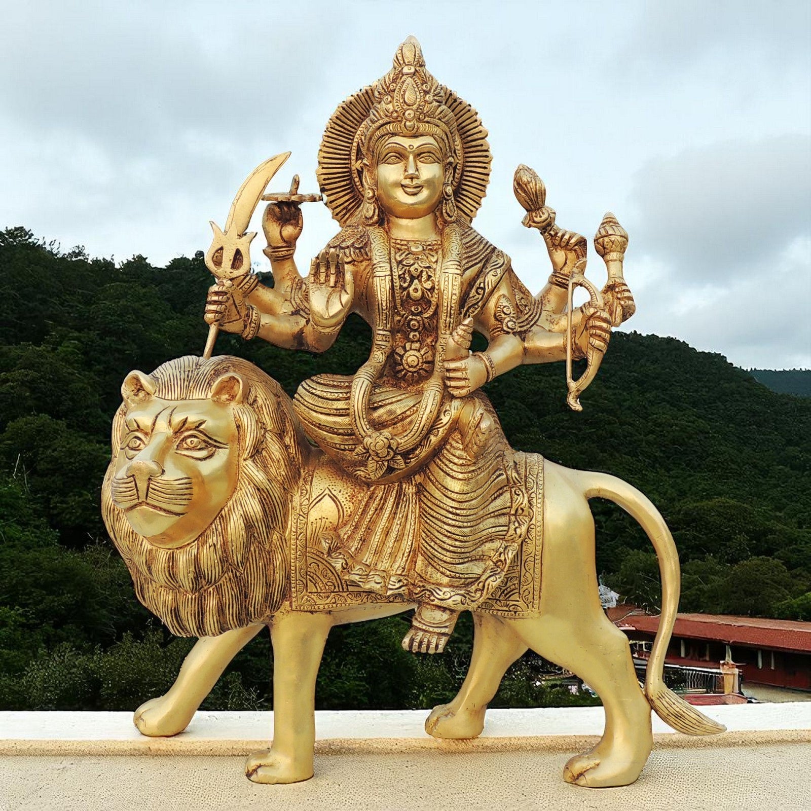 Brass Durga, Sitting — 17"