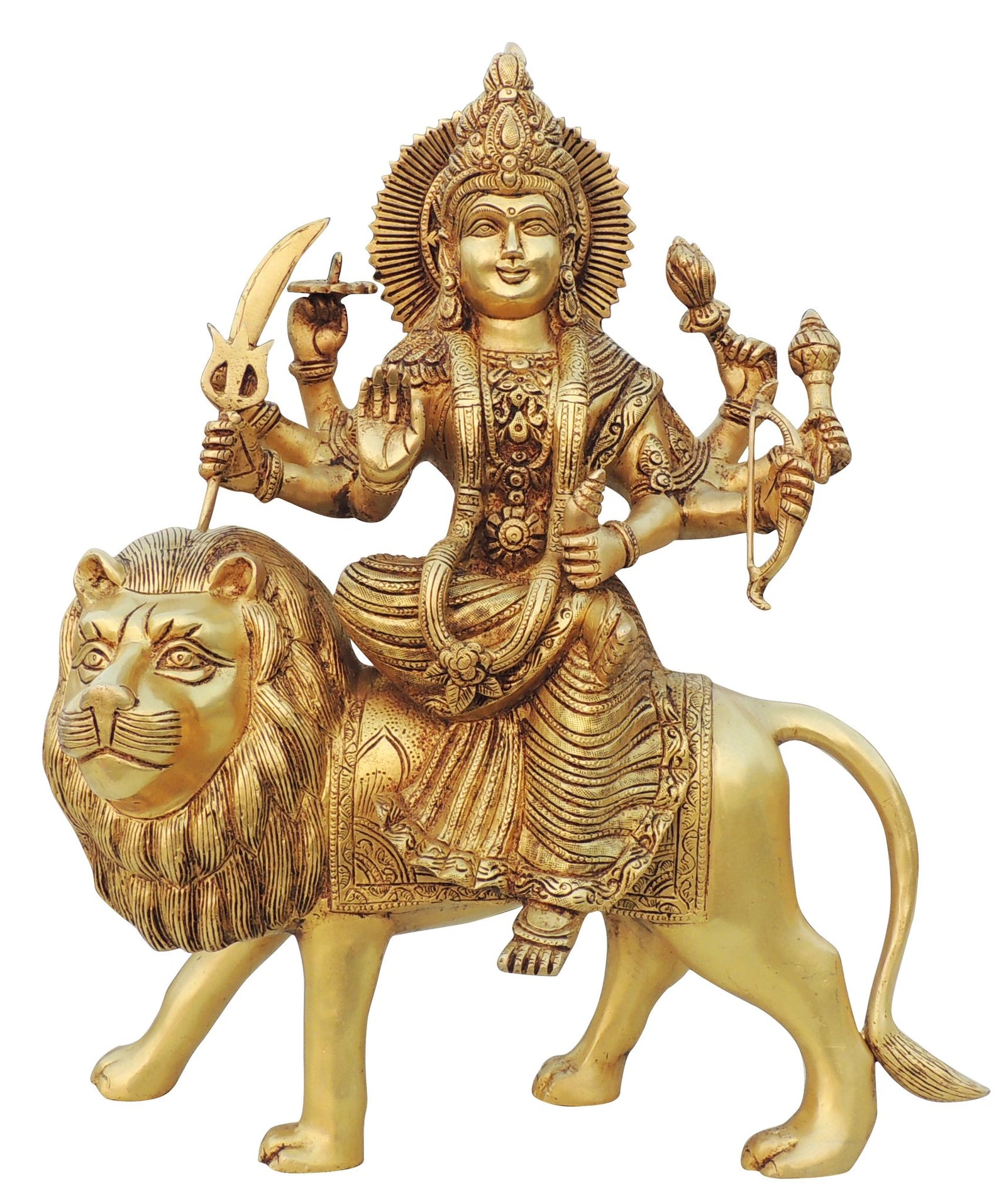Brass Durga, Sitting — 17"