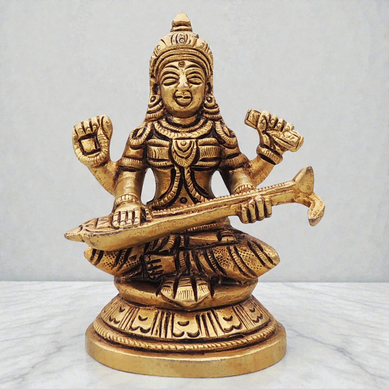 Brass Saraswati — 3.5"