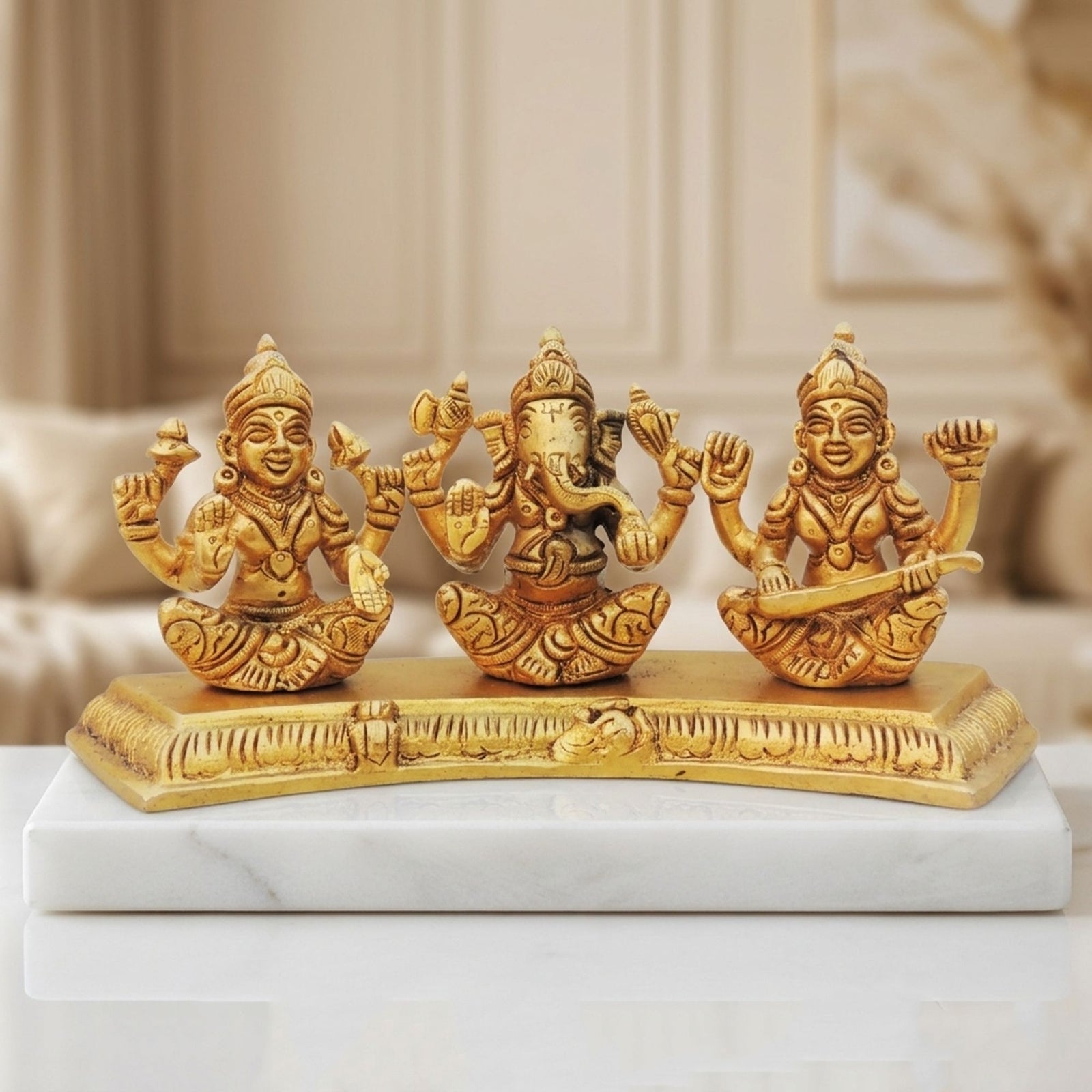 Brass Lakshmi-Ganesh Set — 3.5"
