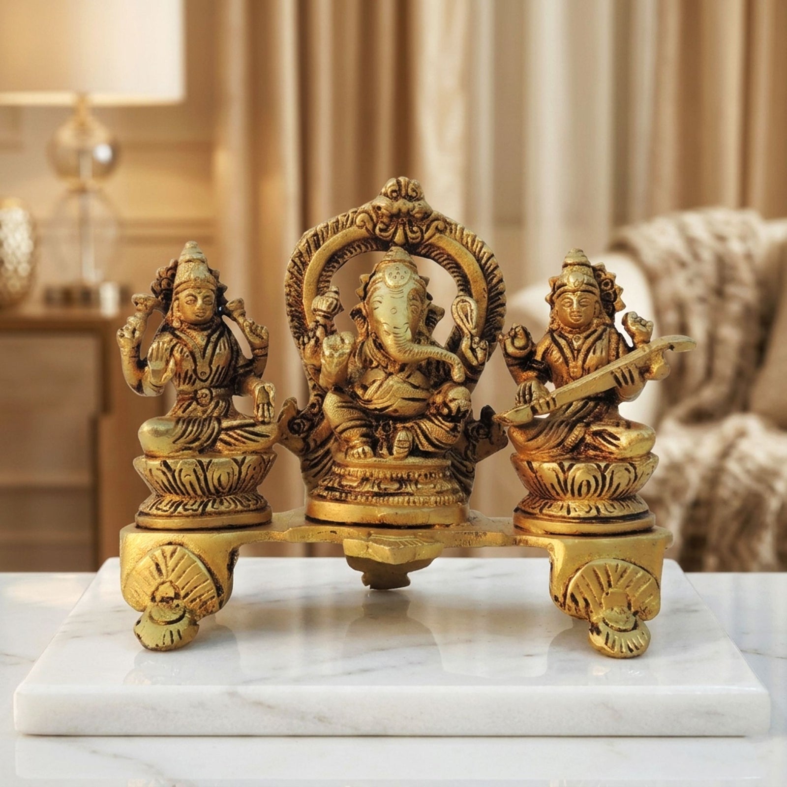 Brass Lakshmi-Ganesh Set — 5.5"