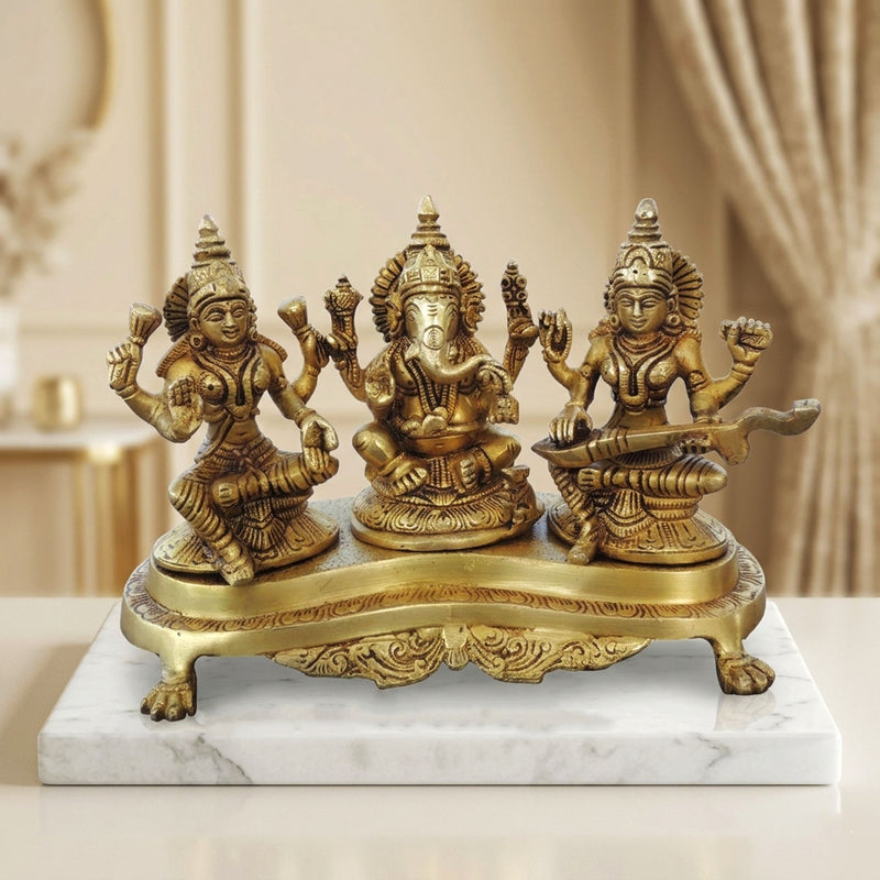 Brass Lakshmi-Ganesh Set — 6.2"