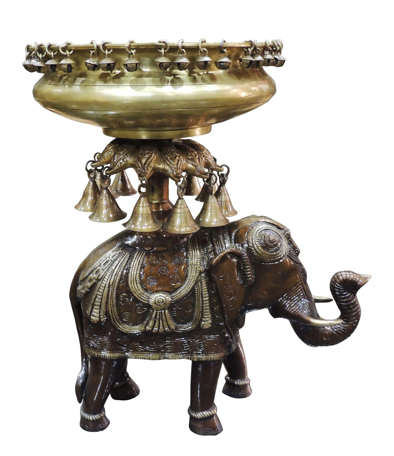 Brass Elephant Urli for /Event Decor — 20.4"
