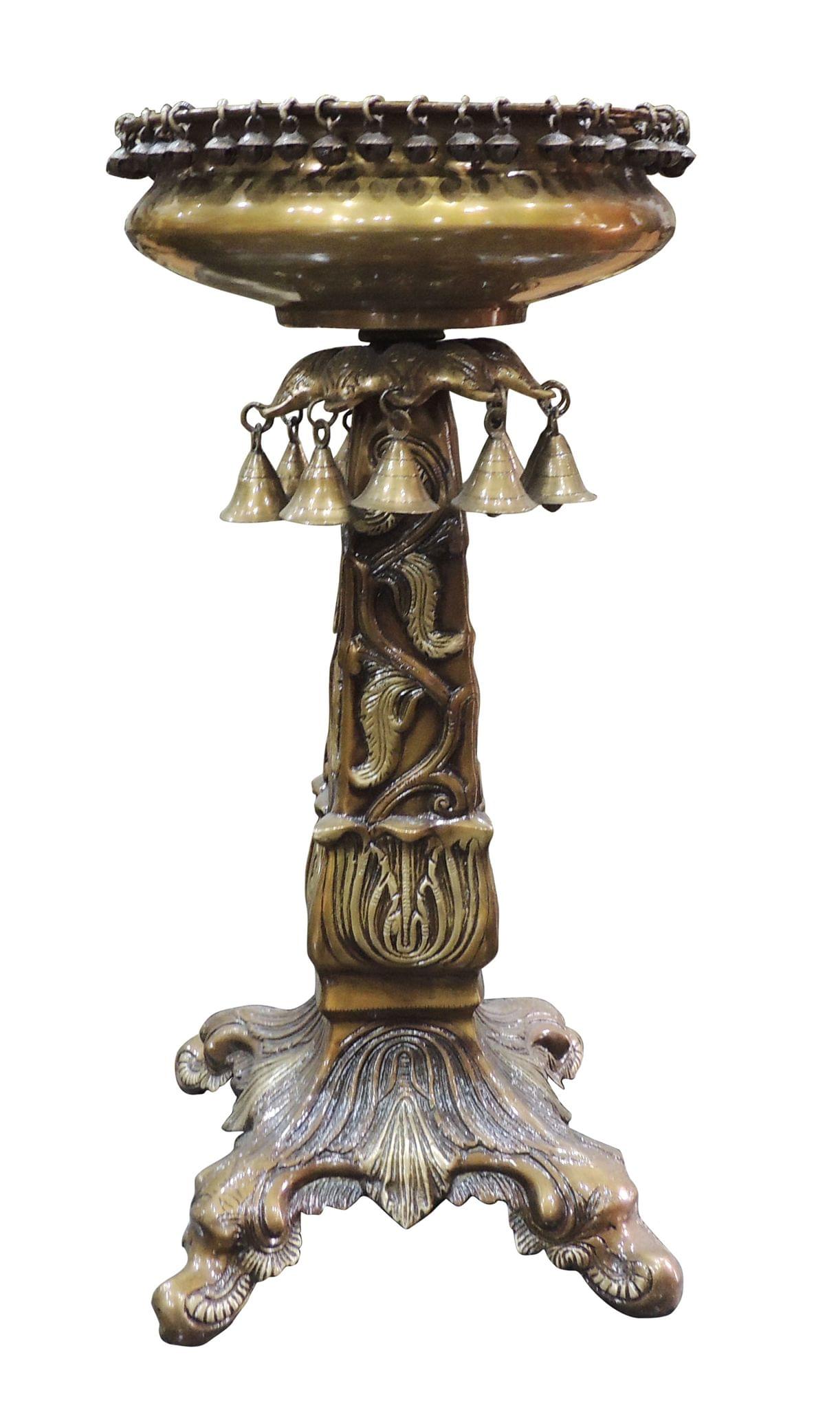 Brass Pilar Urli Metal /Event Decor Hand Carved Urli/ — 25.5"