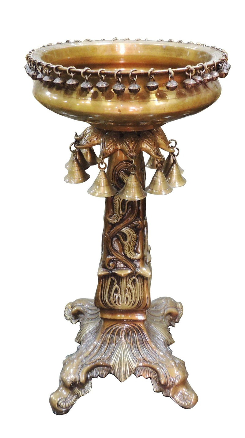 Brass Pilar Urli Metal /Event Decor Hand Carved Urli/ — 25.5"
