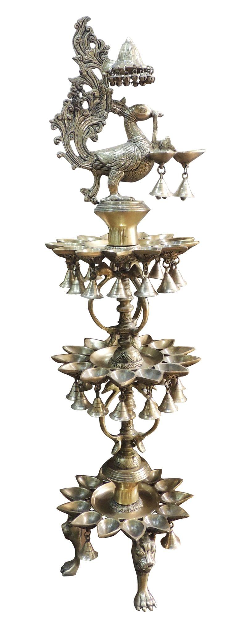 Brass Fancy Peacock Deepak 3 Steps deepak — 49"