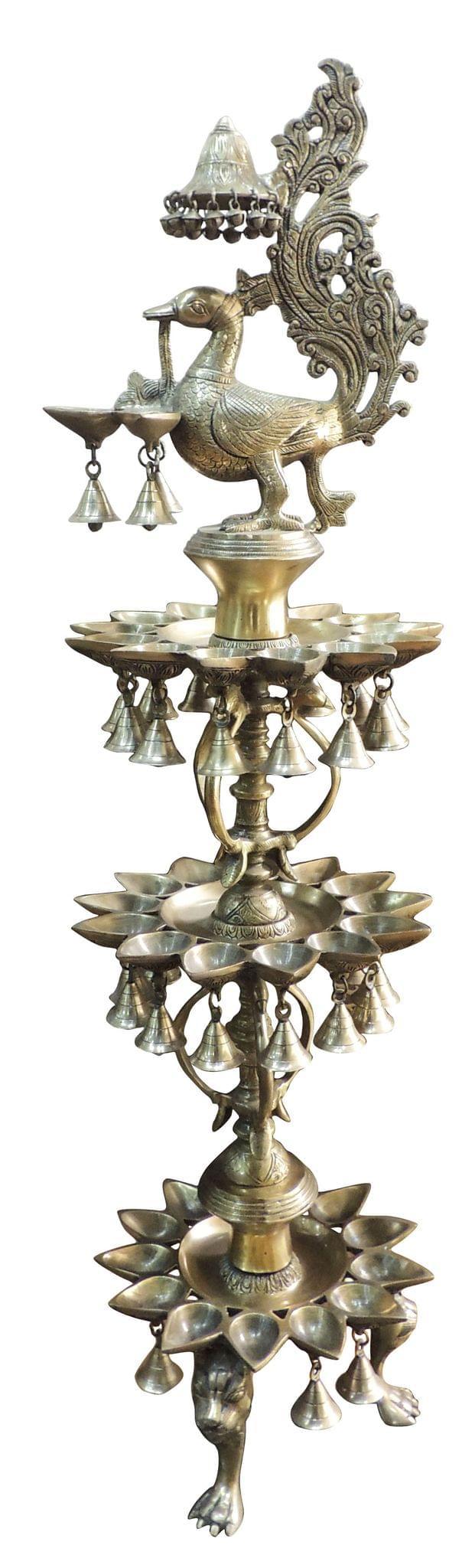 Brass Fancy Peacock Deepak 3 Steps deepak — 49"