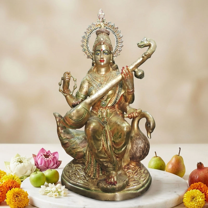 Brass Saraswati — 29.5"