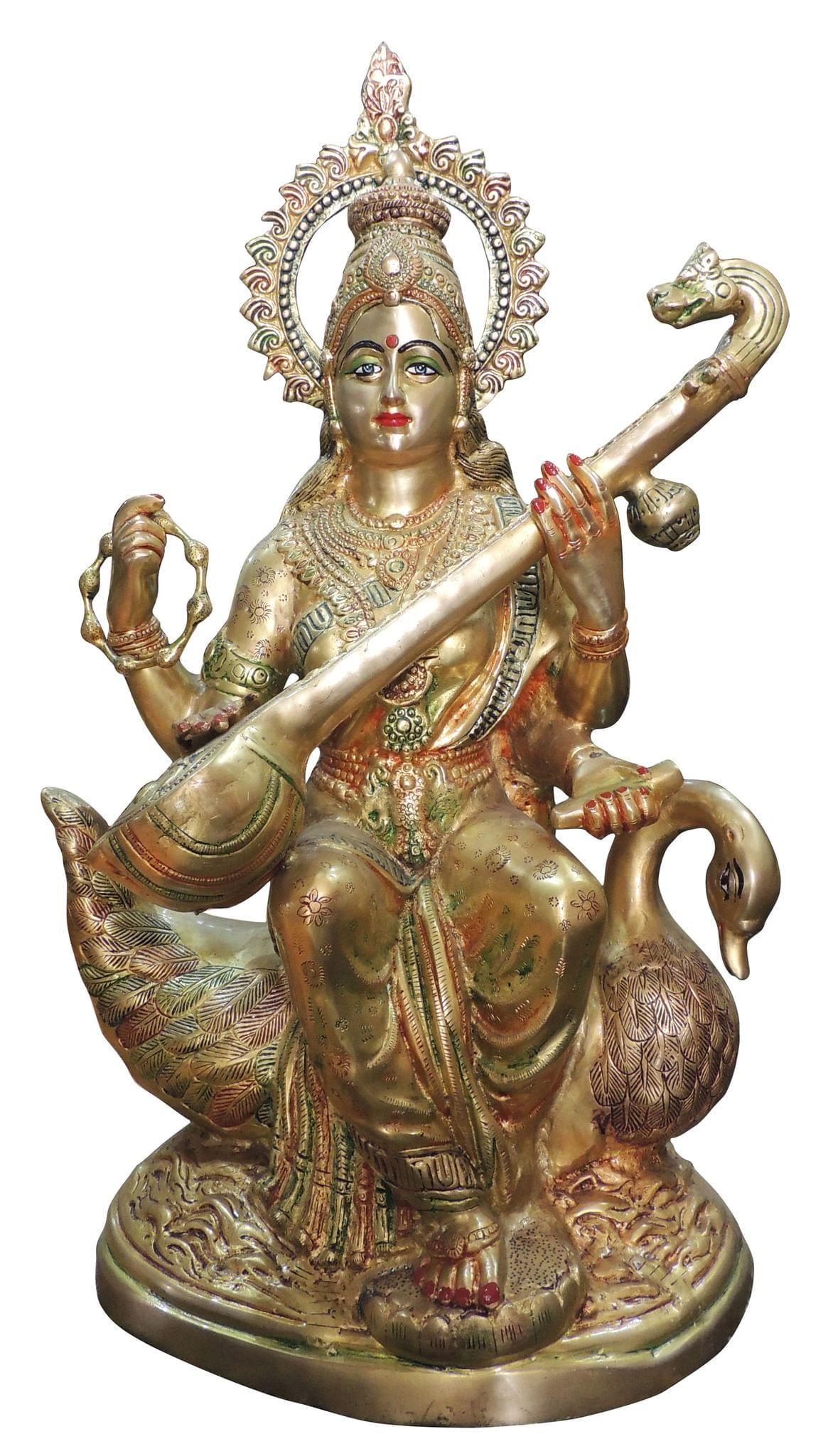 Brass Saraswati — 29.5"