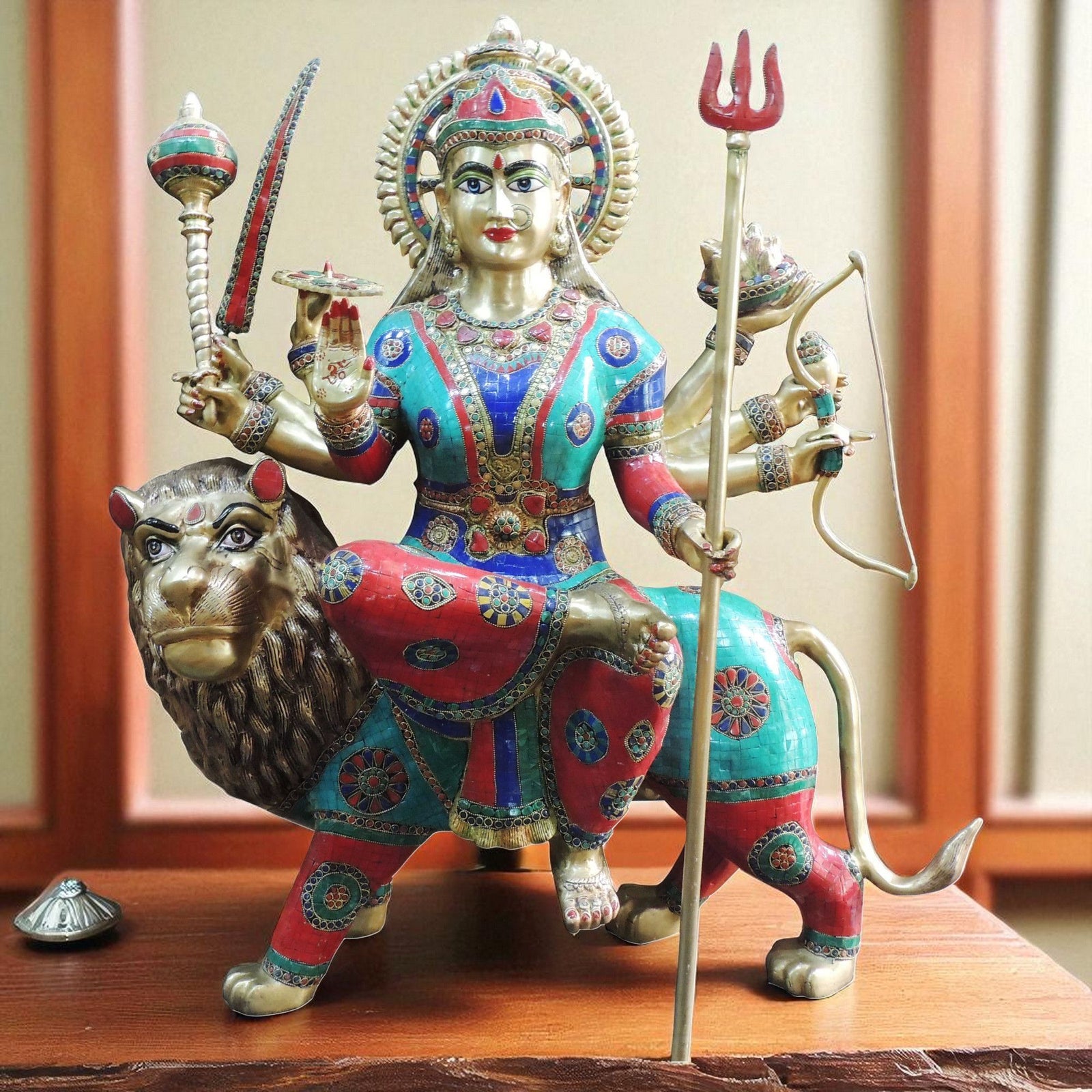 Brass Durga, Sitting — 35"