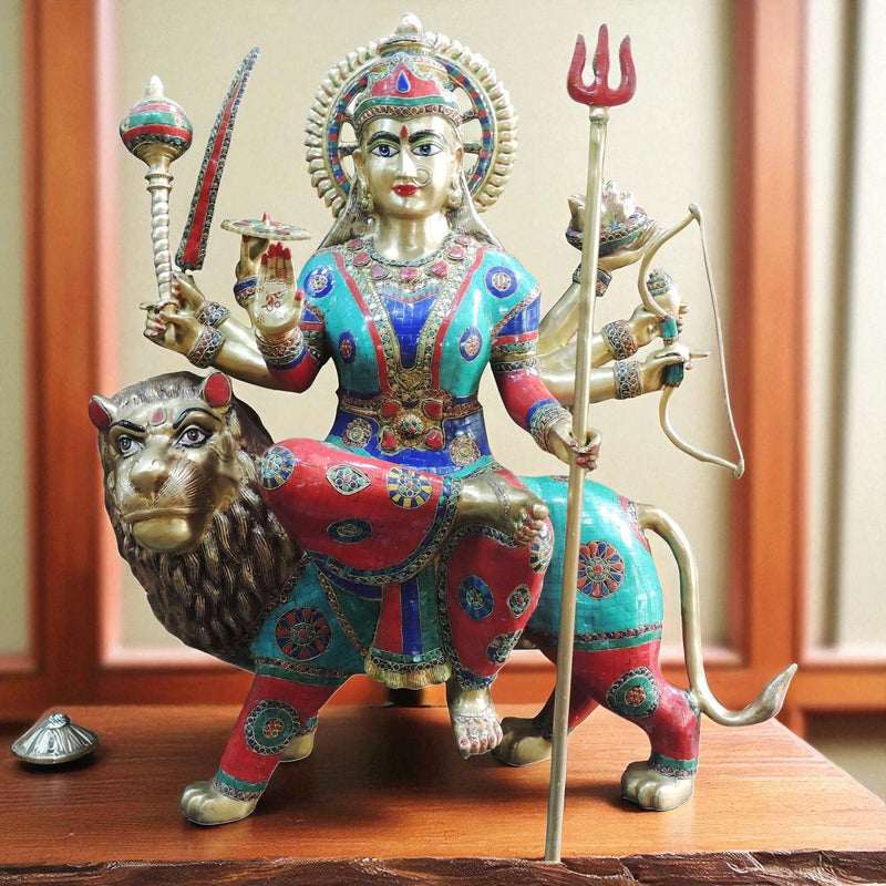 Brass Durga, Sitting — 35"
