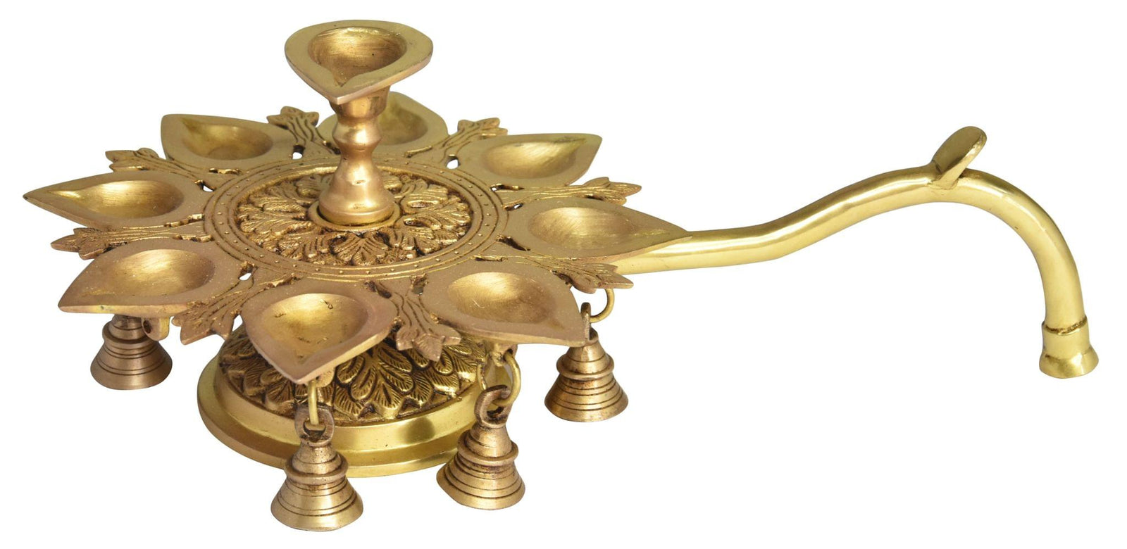Brass Table Decor 9 Wicks Deepak, Oil Lamp — 6"
