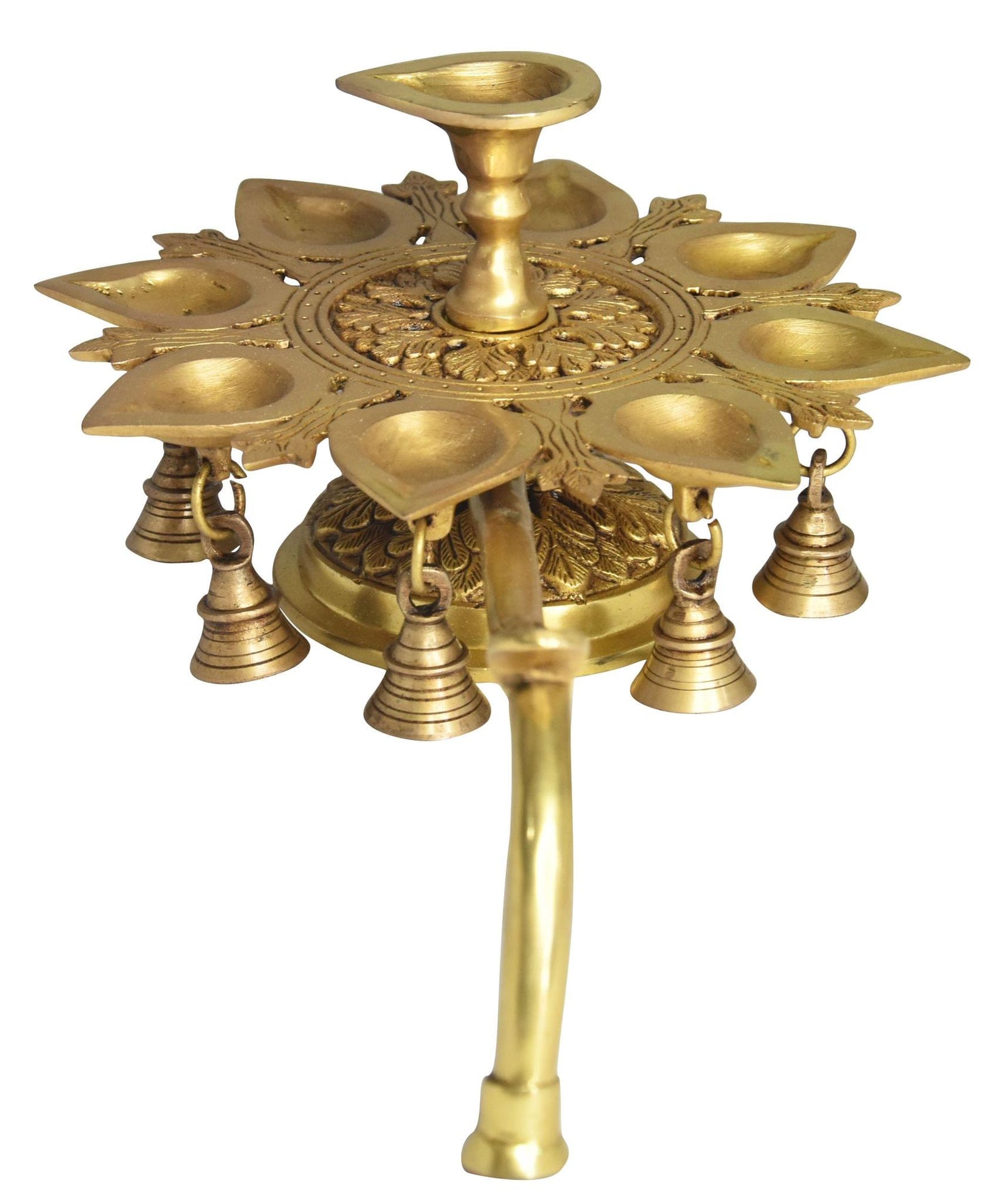 Brass Table Decor 9 Wicks Deepak, Oil Lamp — 6"