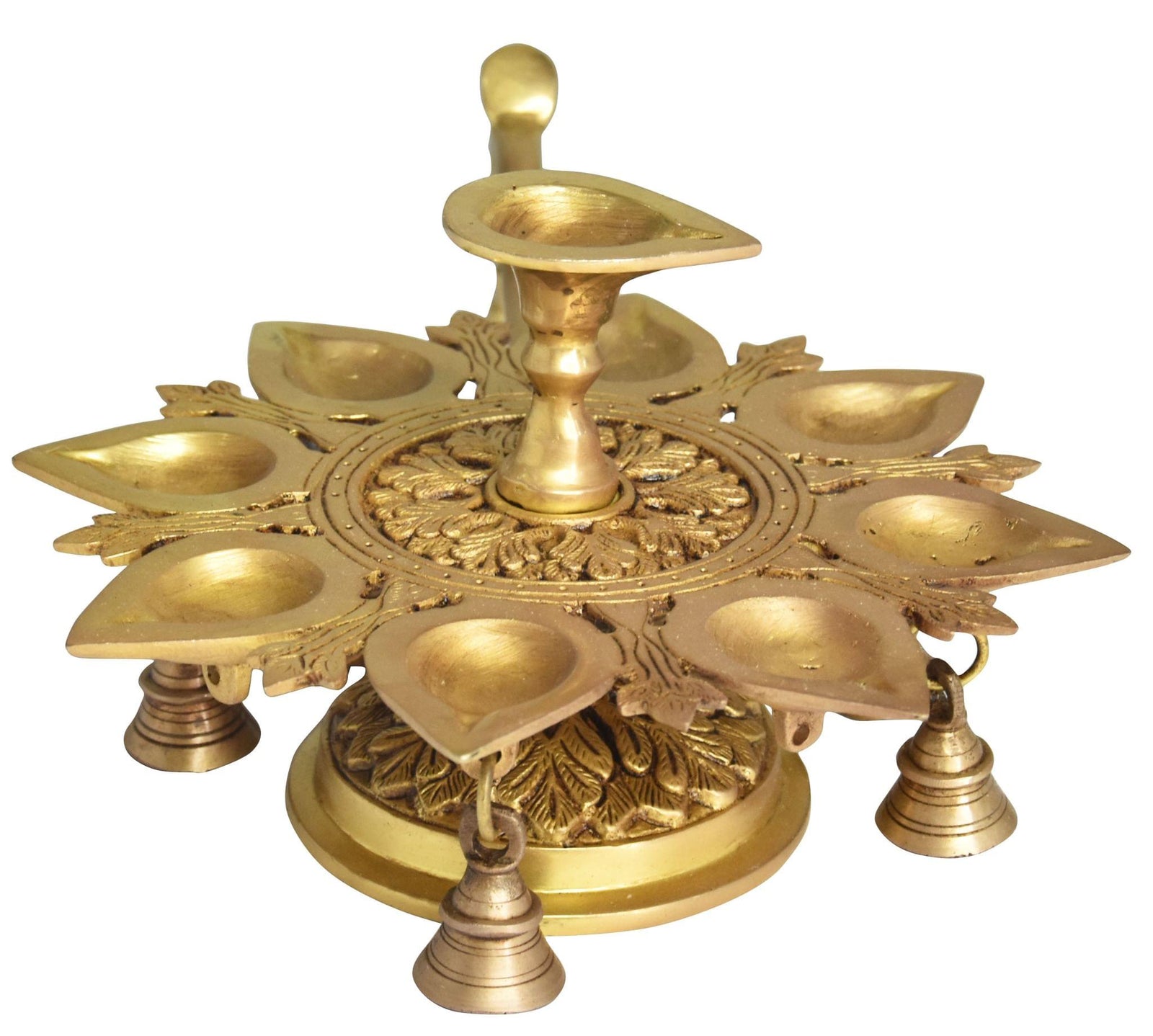 Brass Table Decor 9 Wicks Deepak, Oil Lamp — 6"