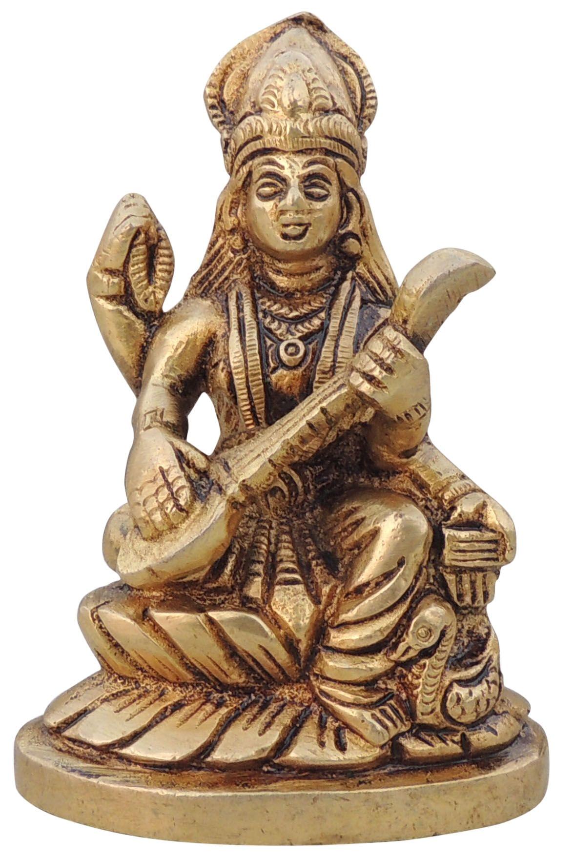 Brass Saraswati — 4"
