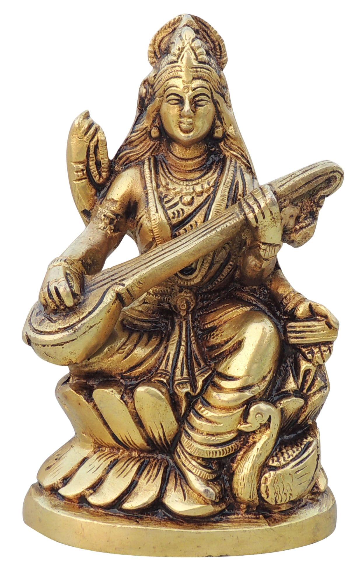 Brass Saraswati — 6"