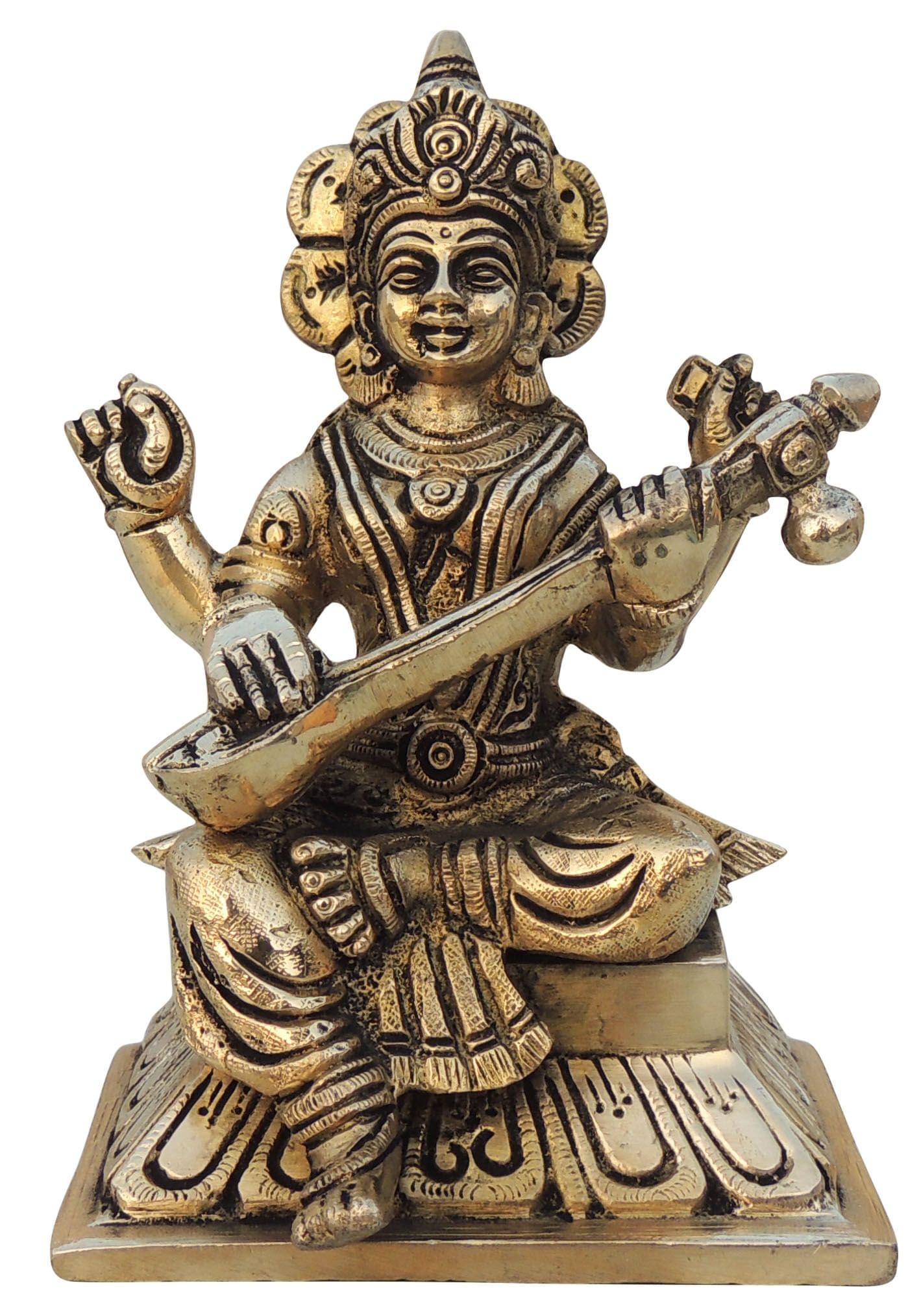 Brass Saraswati — 6"