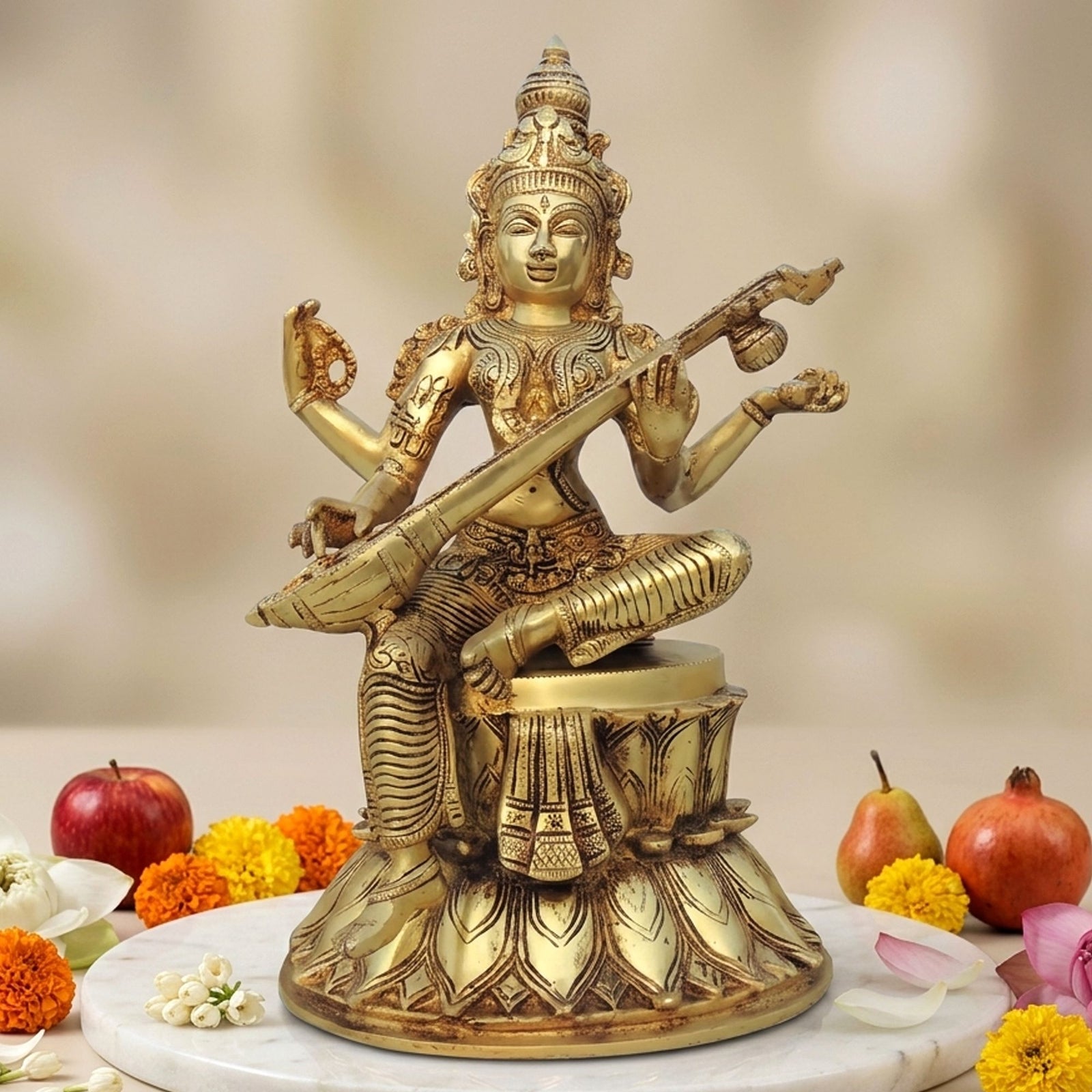 Brass Saraswati — 14"