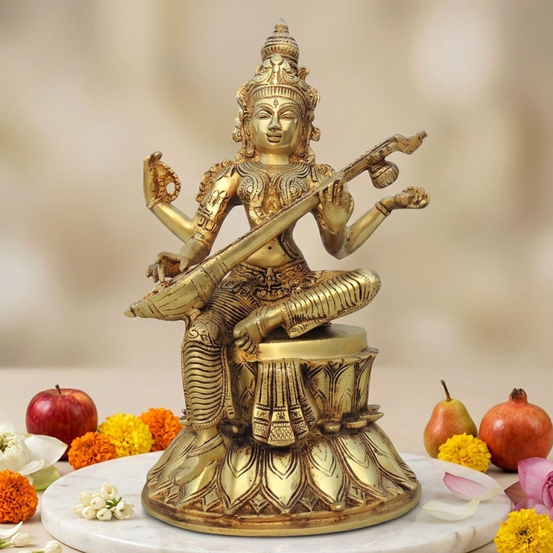 Brass Saraswati — 14"