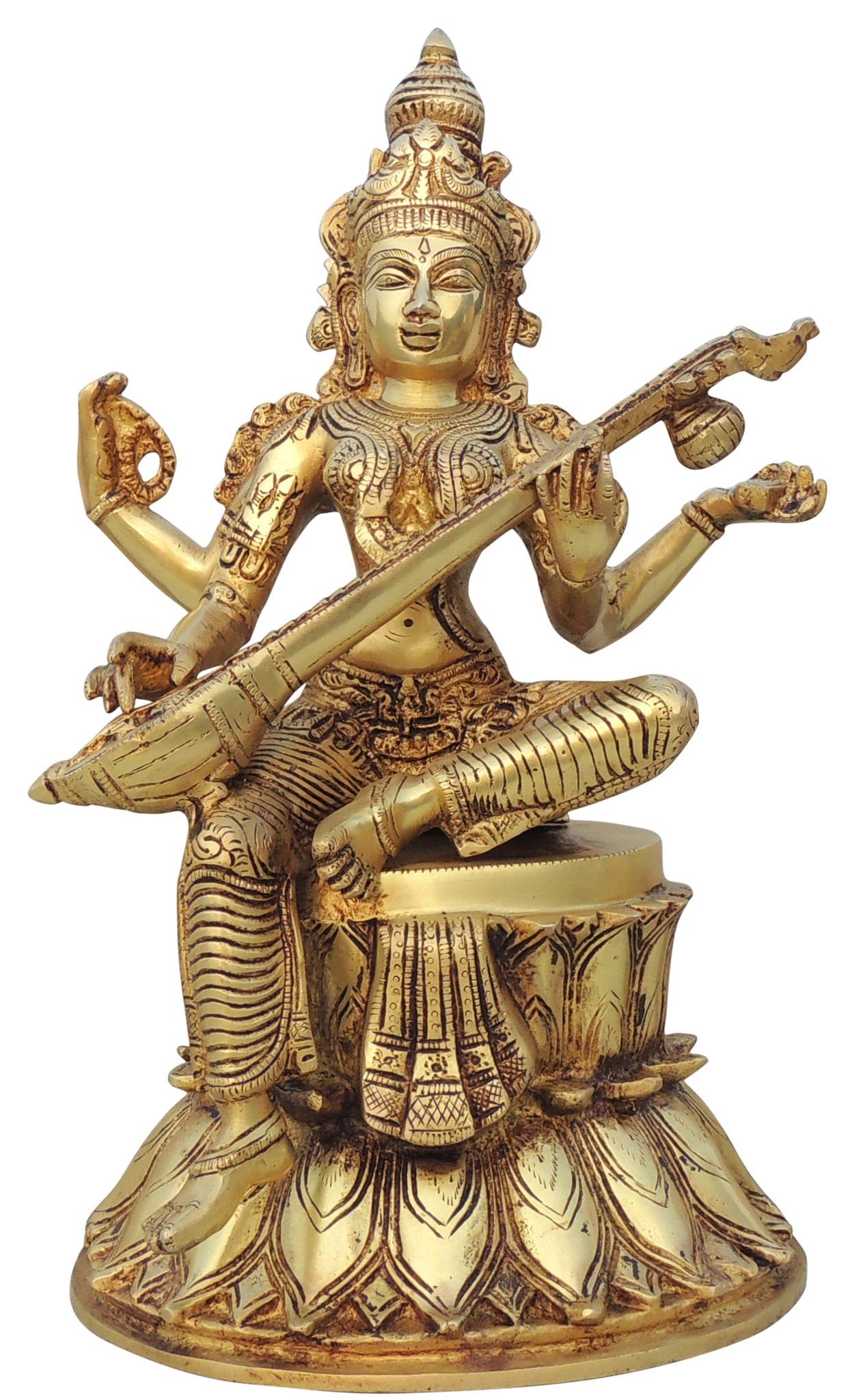 Brass Saraswati — 14"