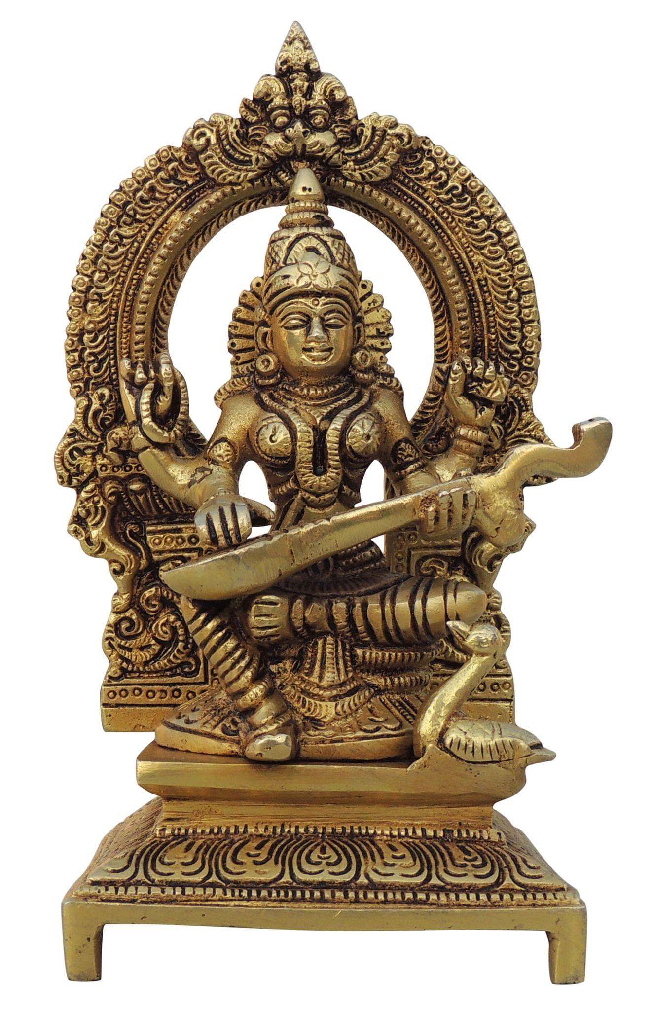 Brass Saraswati — 7.5"
