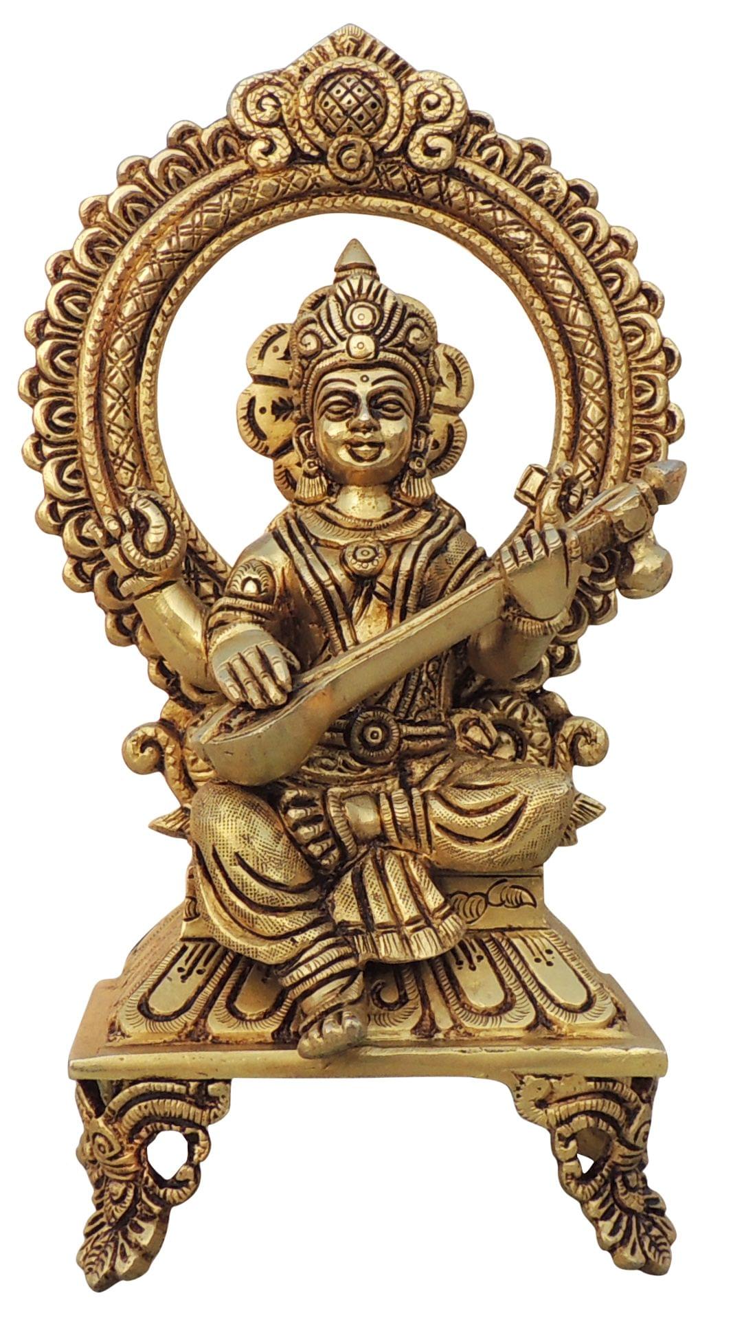 Brass Saraswati — 9.5"