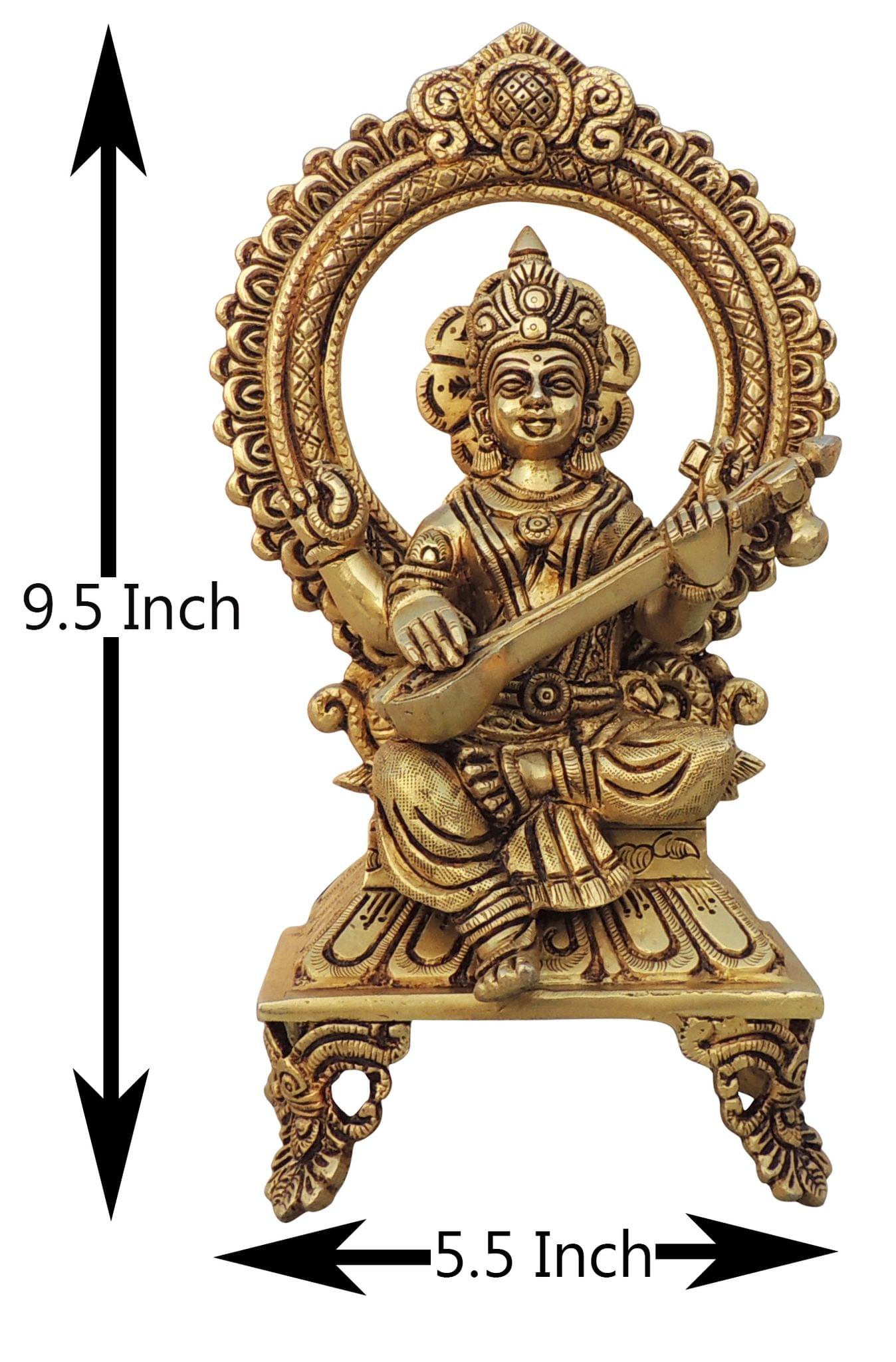 Brass Saraswati — 9.5"