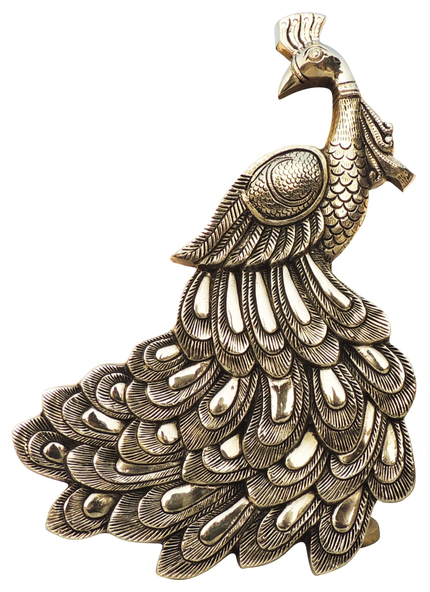 Brass Wall , Wall Decor Peacock — 14"