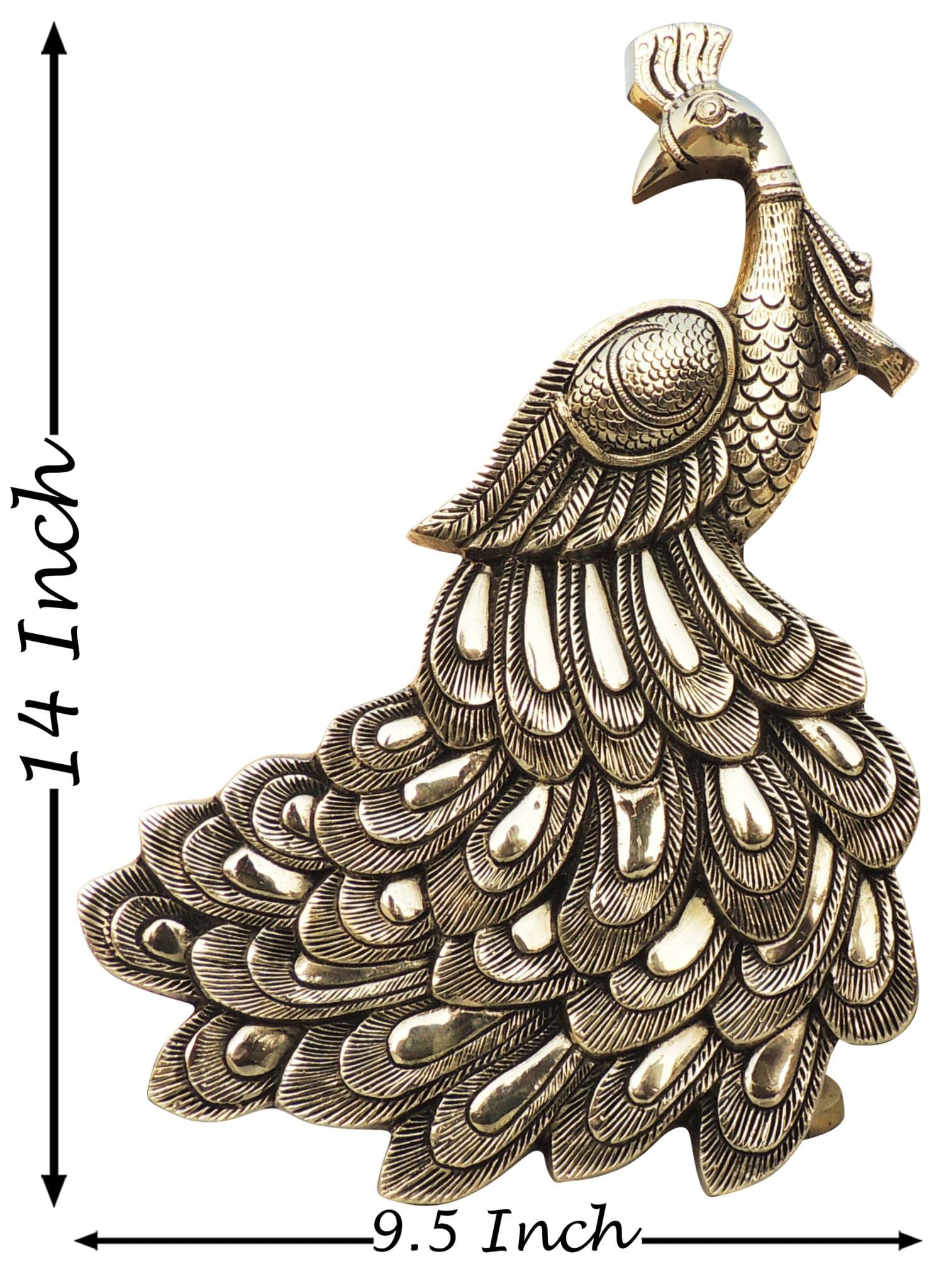 Brass Wall , Wall Decor Peacock — 14"