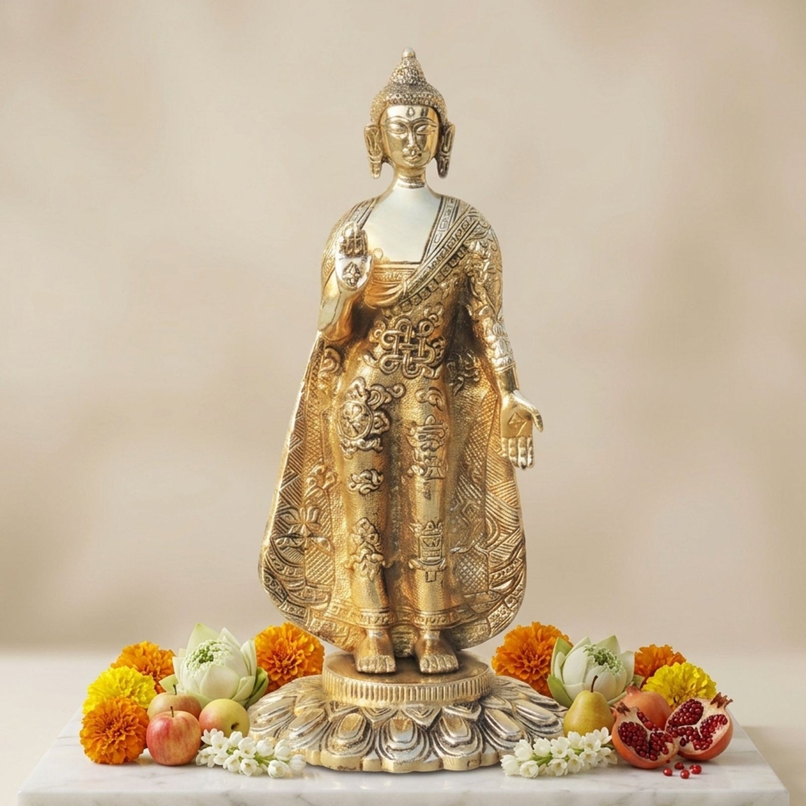 Brass Buddha, Standing — 10.5"
