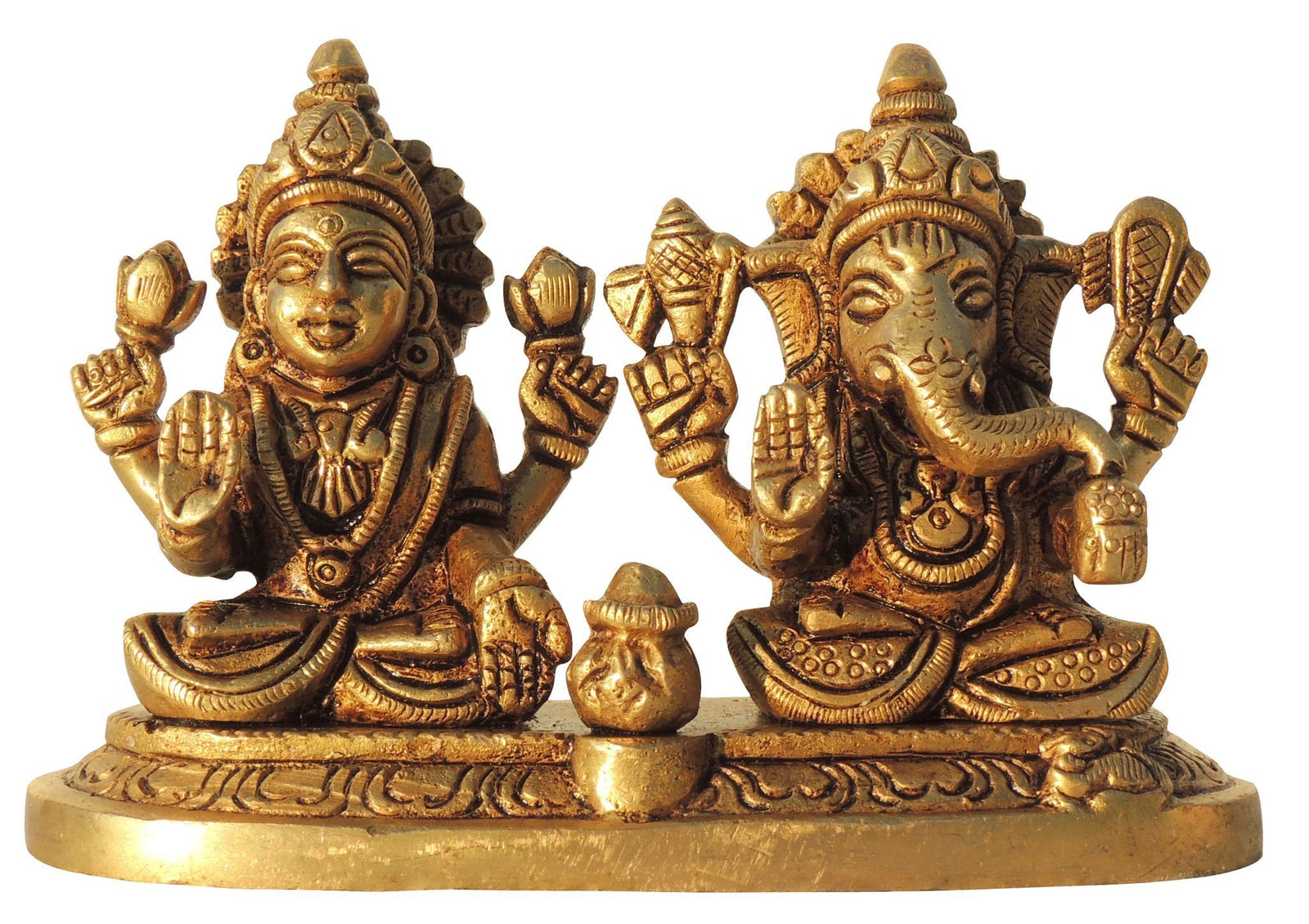 Brass Lakshmi-Ganesh Set — 3.5"