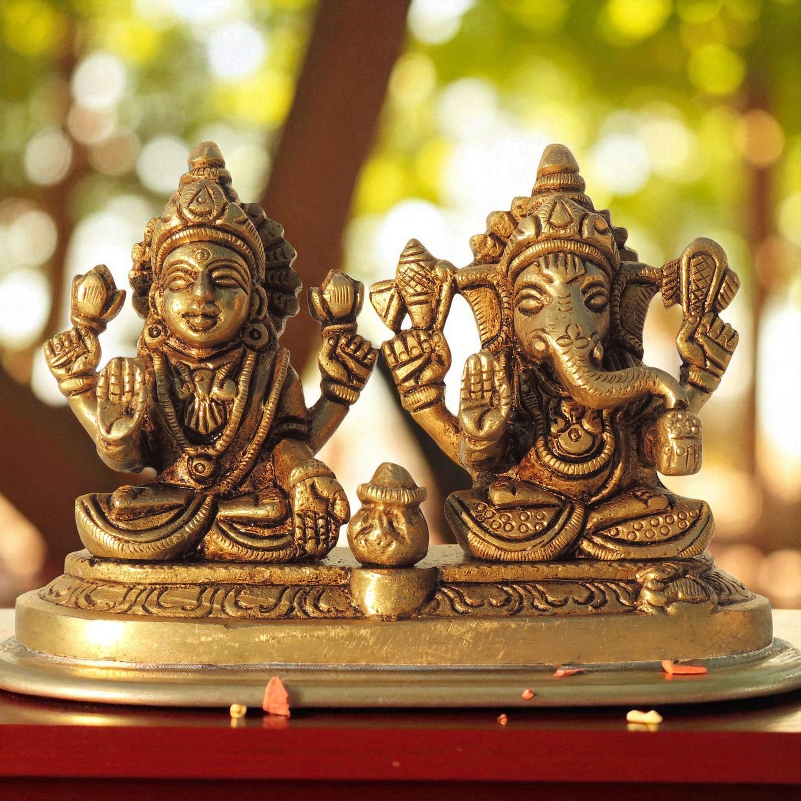 Brass Lakshmi-Ganesh Set — 3.5"