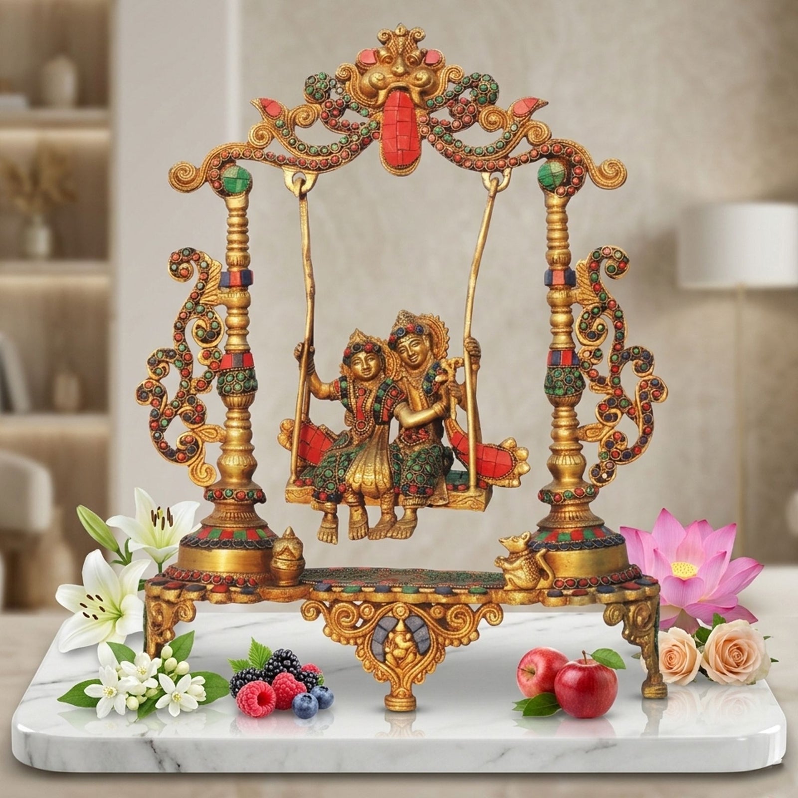 Brass Radha-Krishna — 18.5"