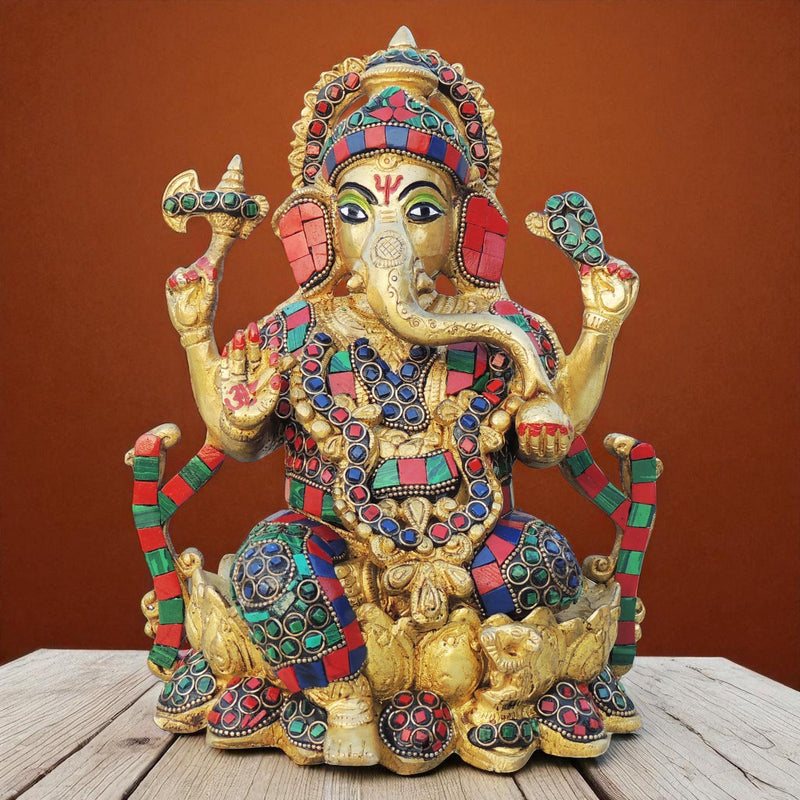 Brass Ganesh — 9.5"